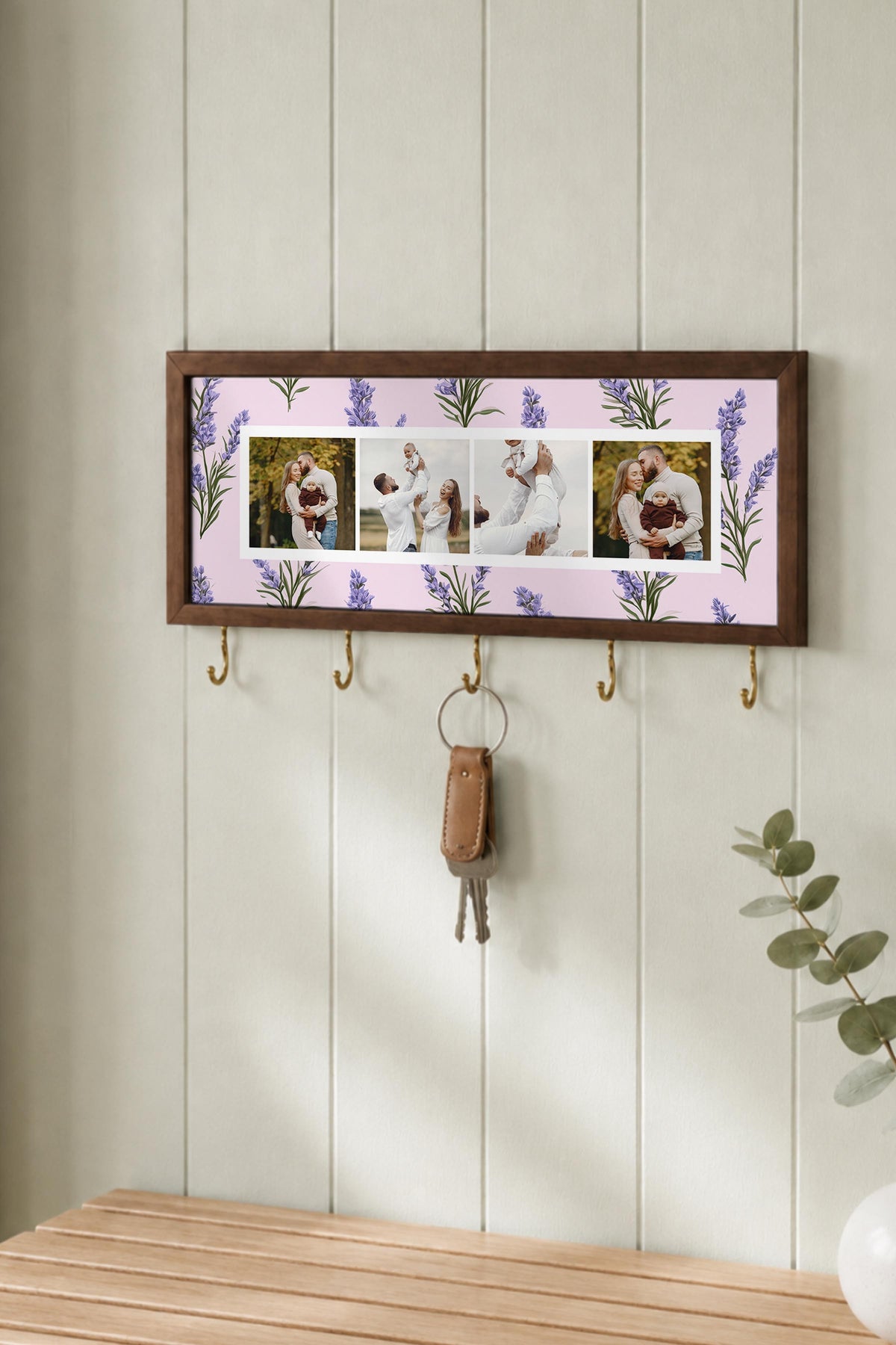 Kişiye Özel Tablo Anahtarlık, Photobooth Stili Kahverengi Fotoğraf Çerçevesi, Vintage Duvar Dekoru