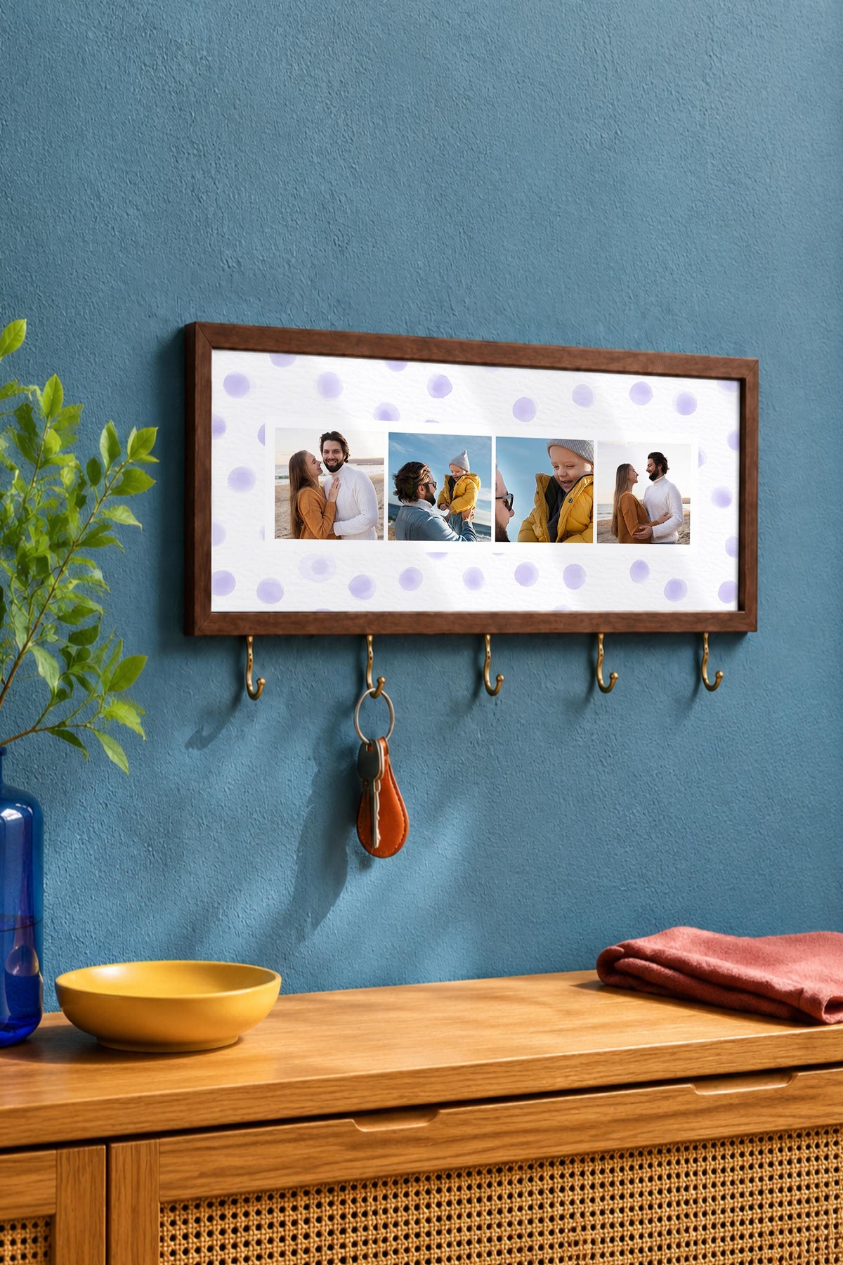 Kişiye Özel Tablo Anahtarlık, Photobooth Stili Kahverengi Fotoğraf Çerçevesi, Vintage Duvar Dekoru