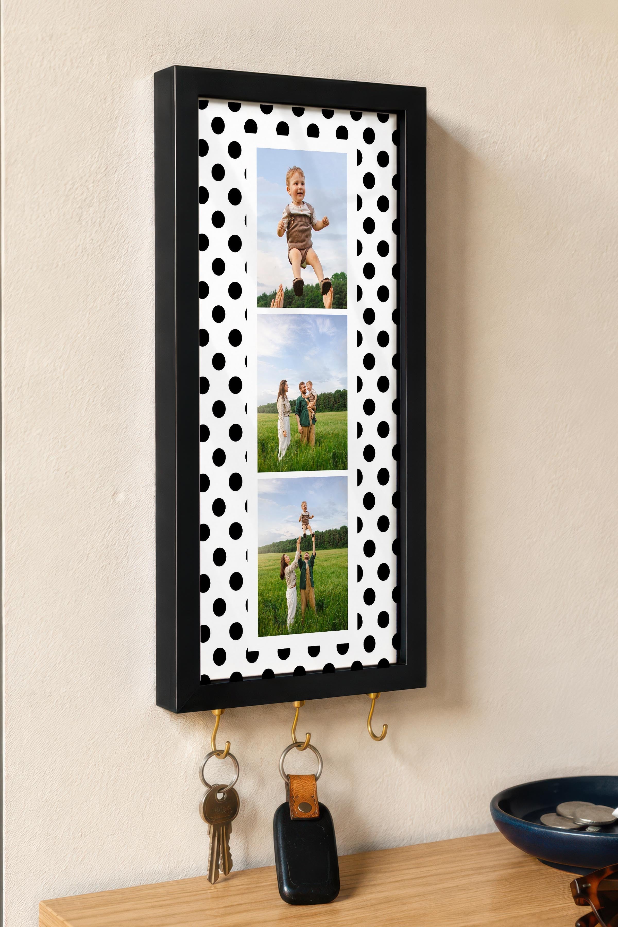 Kişiye Özel Tablo Anahtarlık, Photobooth Stili Siyah Fotoğraf Çerçevesi, Vintage Duvar Dekoru