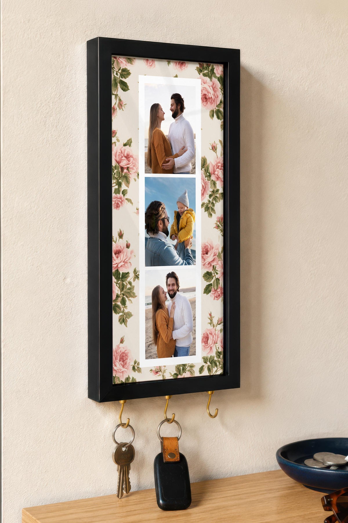 Kişiye Özel Tablo Anahtarlık, Photobooth Stili Siyah Fotoğraf Çerçevesi, Vintage Duvar Dekoru