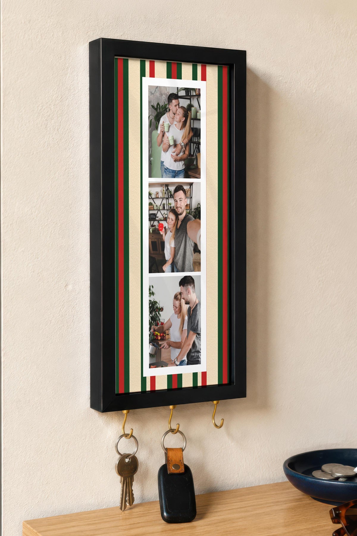 Kişiye Özel Tablo Anahtarlık, Photobooth Stili Siyah Fotoğraf Çerçevesi, Vintage Duvar Dekoru