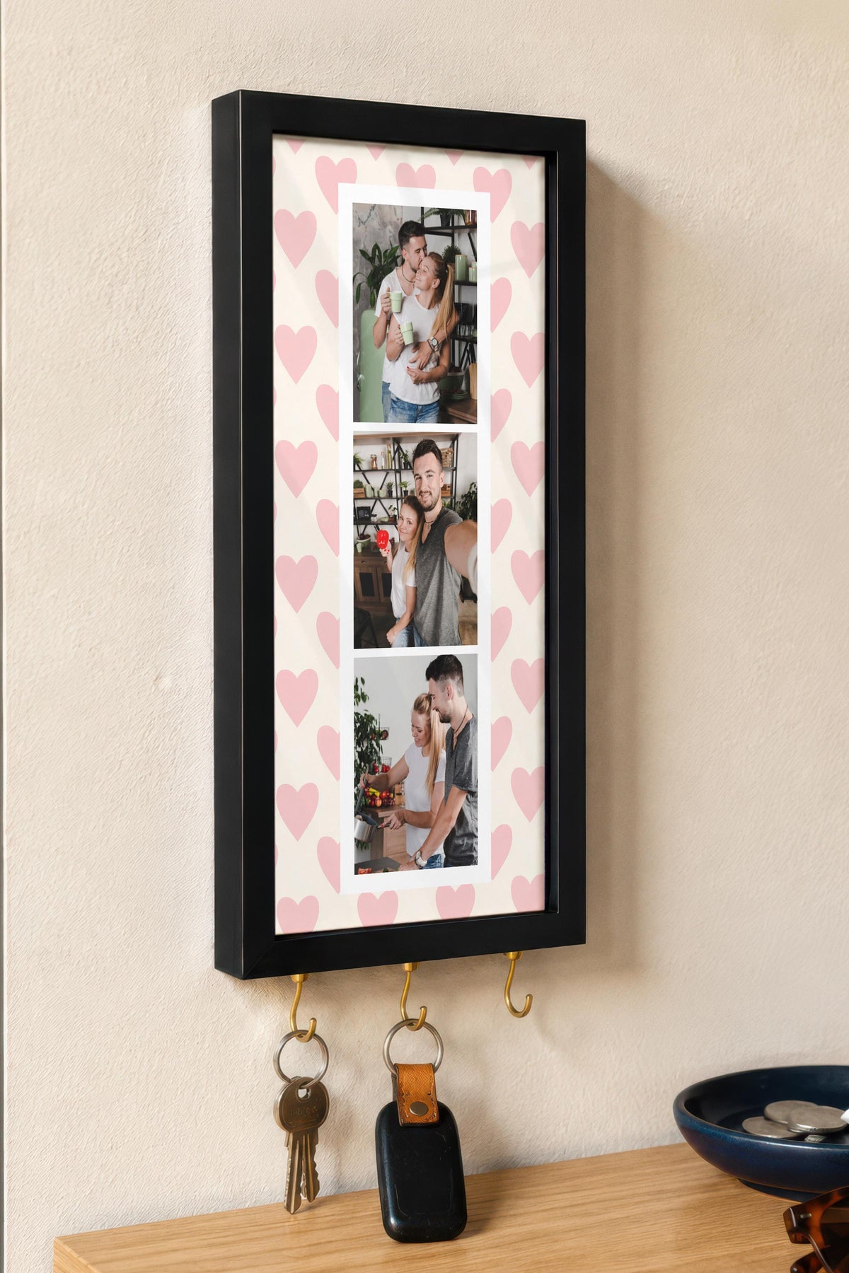 Kişiye Özel Tablo Anahtarlık, Photobooth Stili Siyah Fotoğraf Çerçevesi, Vintage Duvar Dekoru