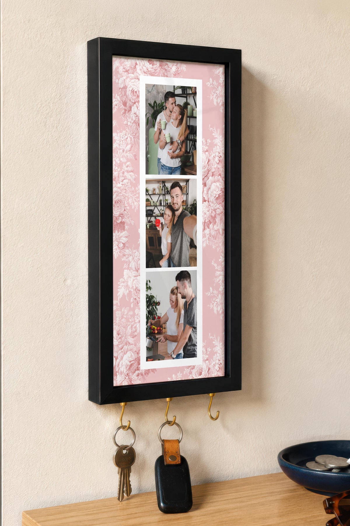 Kişiye Özel Tablo Anahtarlık, Photobooth Stili Siyah Fotoğraf Çerçevesi, Vintage Duvar Dekoru