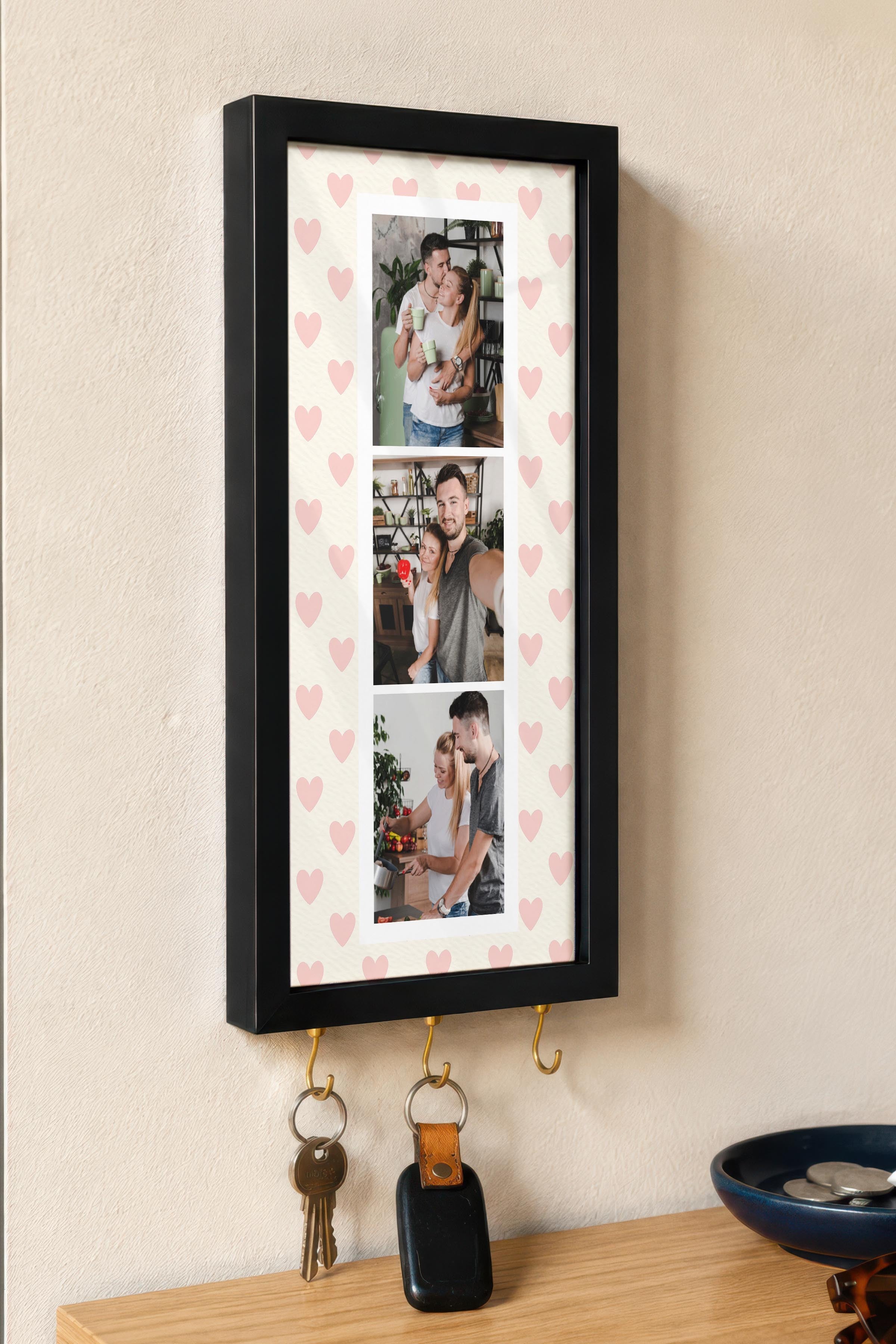 Kişiye Özel Tablo Anahtarlık, Photobooth Stili Siyah Fotoğraf Çerçevesi, Vintage Duvar Dekoru