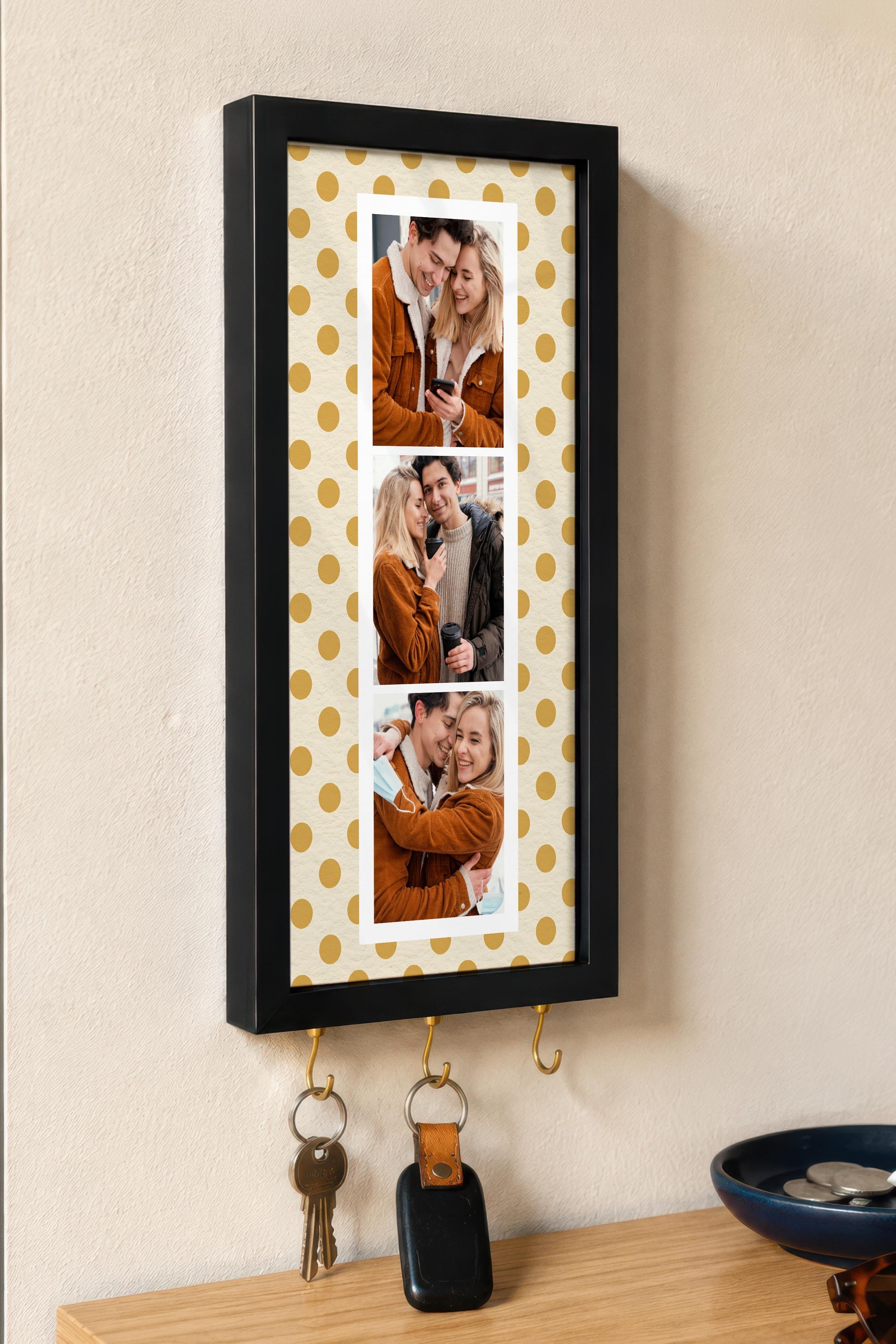 Kişiye Özel Tablo Anahtarlık, Photobooth Stili Siyah Fotoğraf Çerçevesi, Vintage Duvar Dekoru