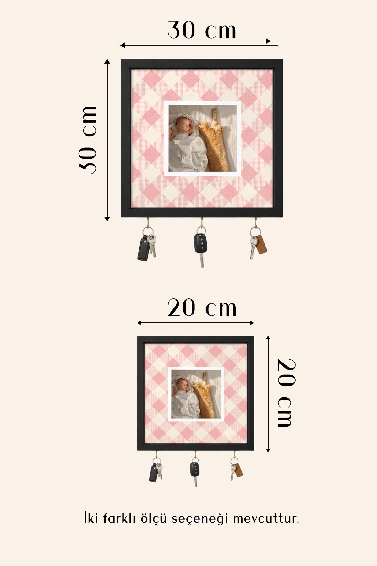 Kişiye Özel Tablo Anahtarlık, Photobooth Stili Siyah Fotoğraf Çerçevesi, Vintage Duvar Dekoru