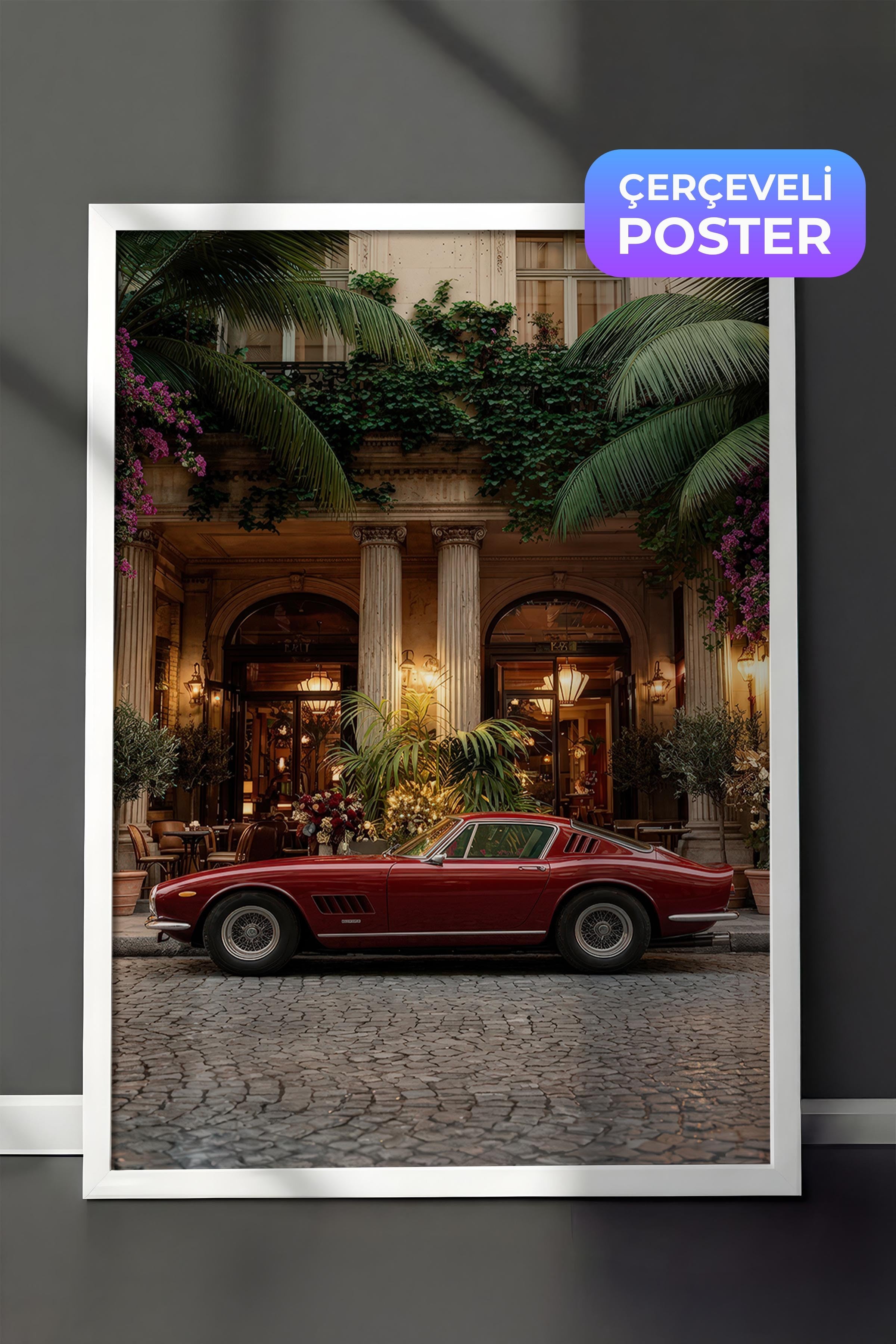 Klasik Araba Posteri, Beyaz Çerçeveli Poster, Old Money Serisi, NO:113126