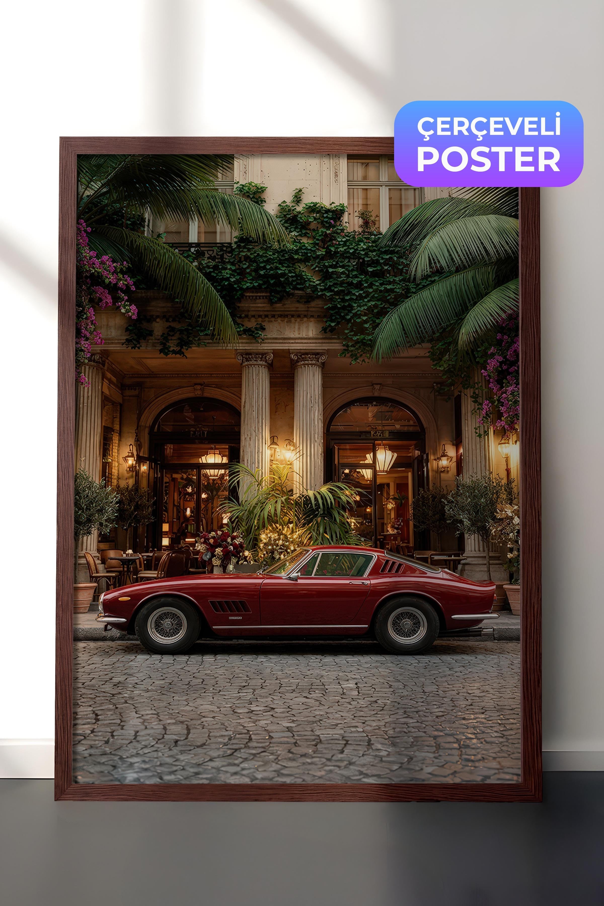 Klasik Araba Posteri, Kahverengi Çerçeveli Poster, Old Money Serisi, NO:113126
