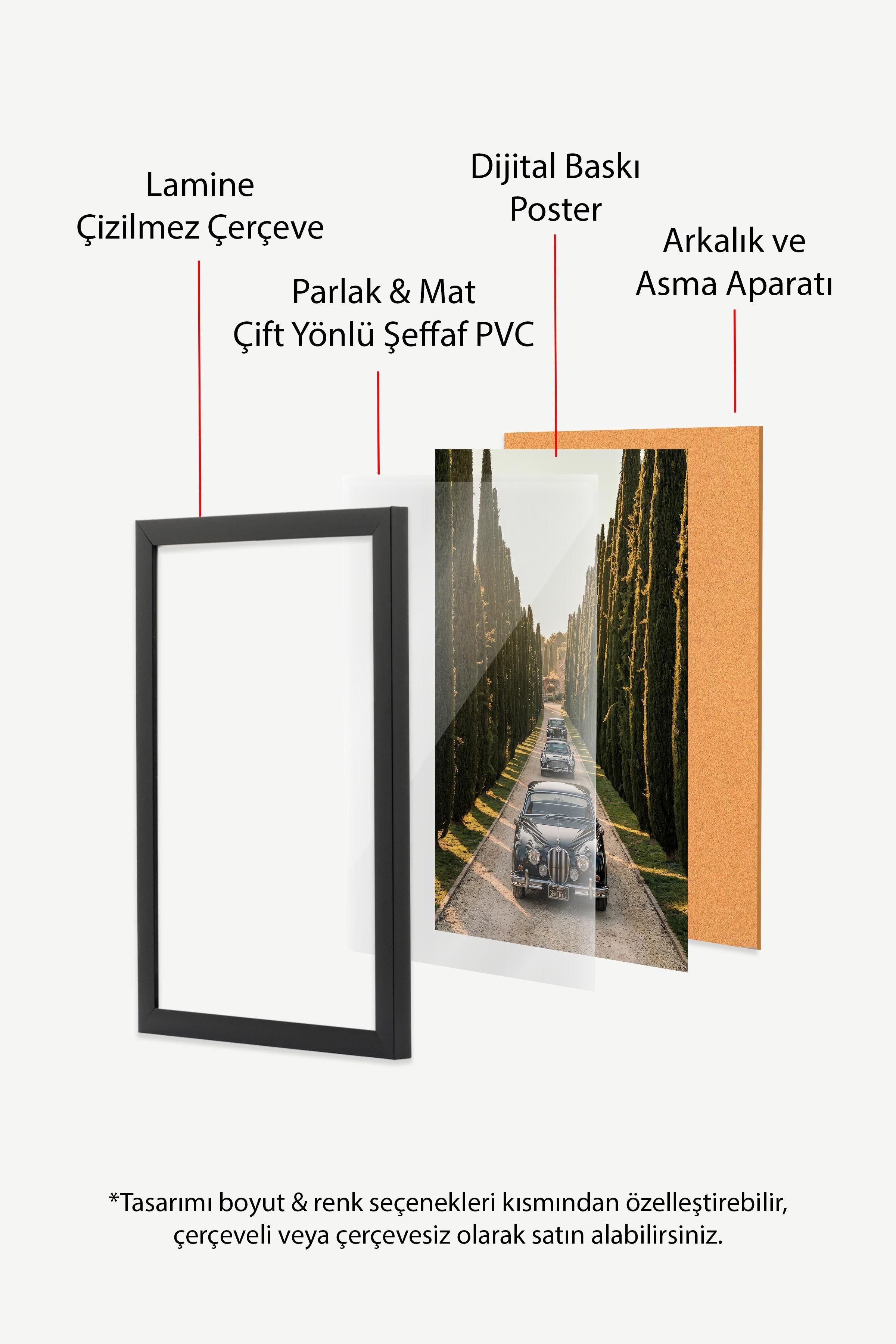 Klasik Araba ve Ağaçlar Posteri, Siyah Çerçeveli Poster, Old Money Serisi, NO:113143