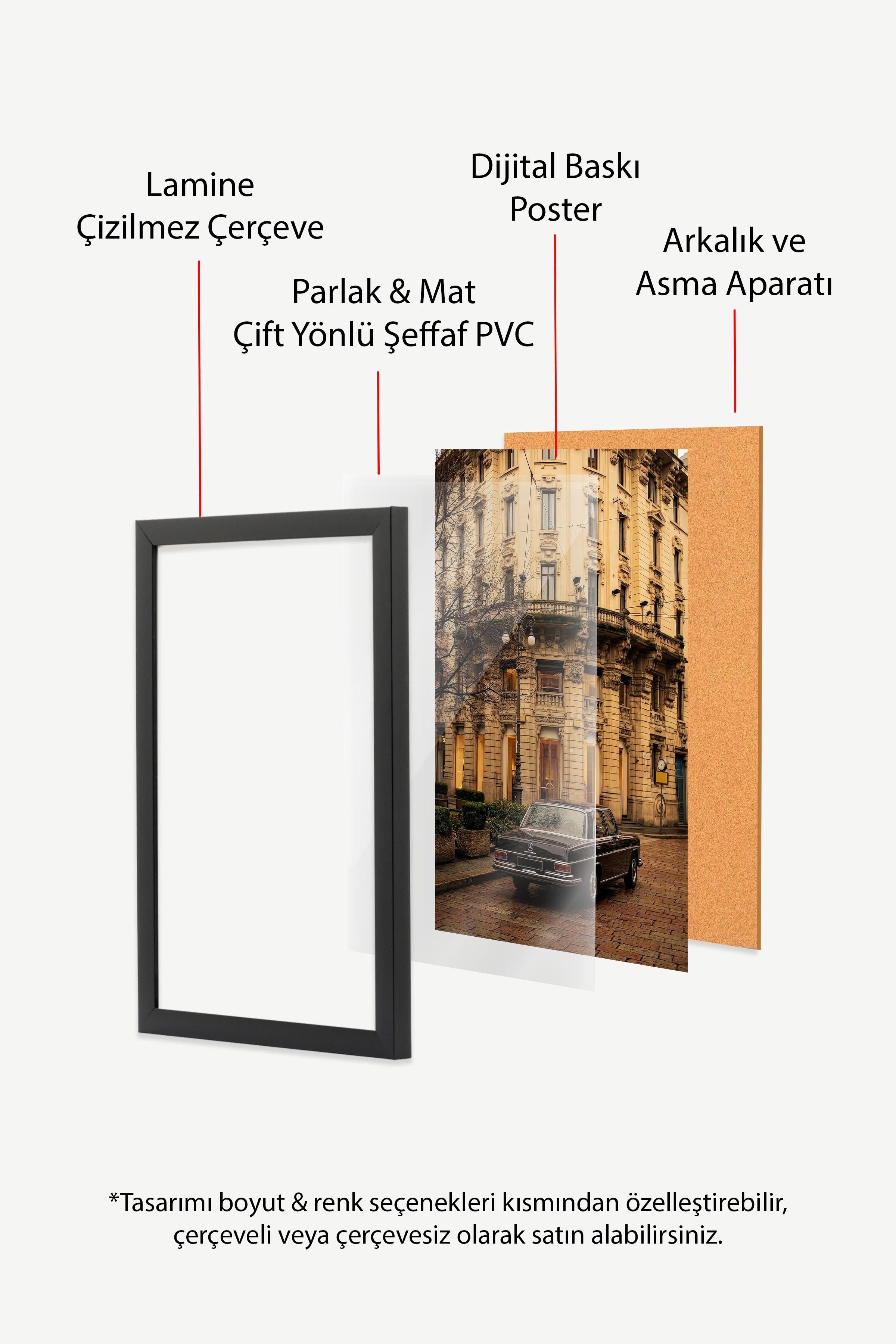 Klasik Araba ve Bina Posteri, Siyah Çerçeveli Poster, Old Money Serisi, NO:113176