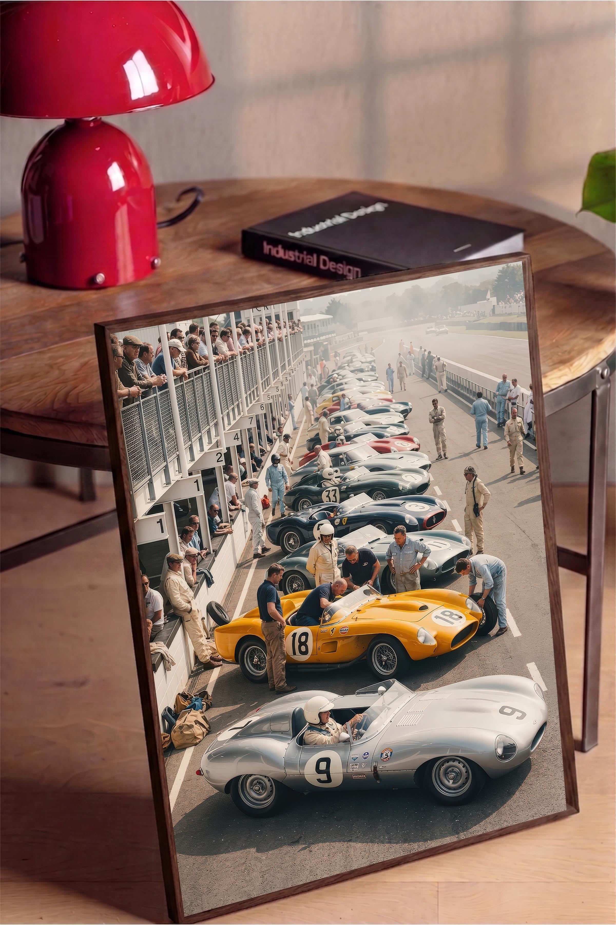 Klasik Yarış Arabaları Posteri, Kahverengi Çerçeveli Poster, Old Money Serisi, NO:113132