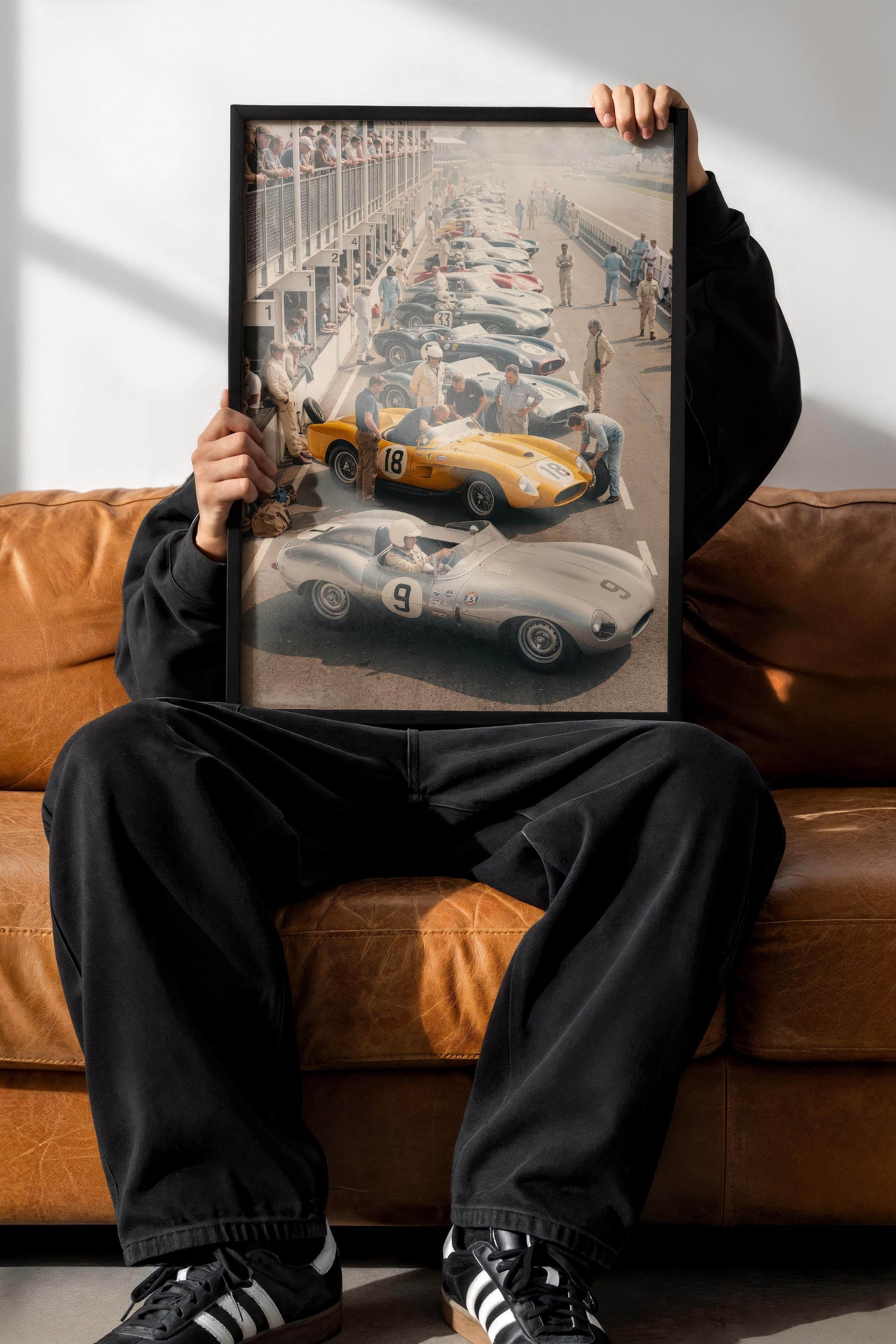 Klasik Yarış Arabaları Posteri, Siyah Çerçeveli Poster, Old Money Serisi, NO:113132