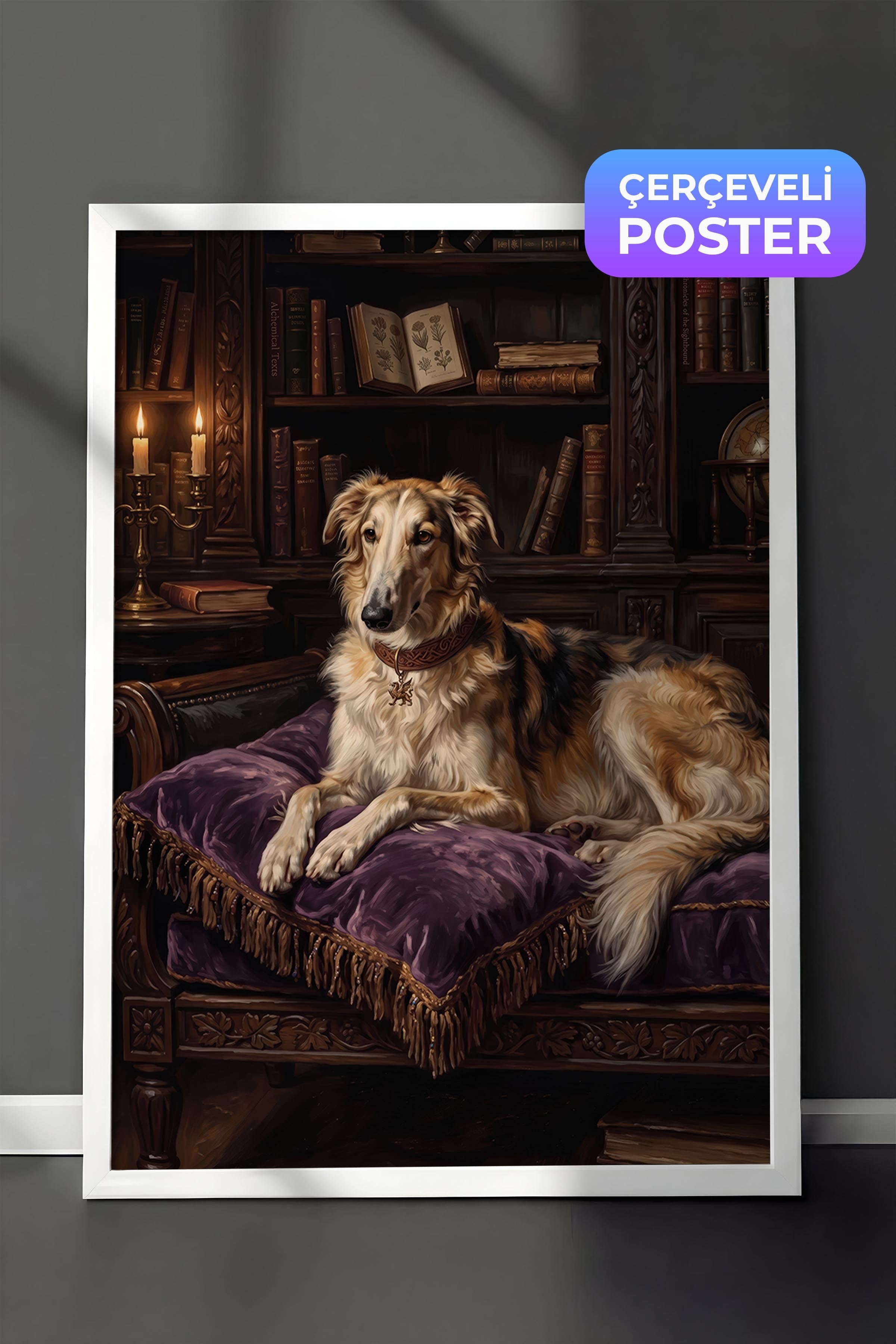 Köpek Posteri, Beyaz Çerçeveli Poster, Old Money Serisi, NO:113201