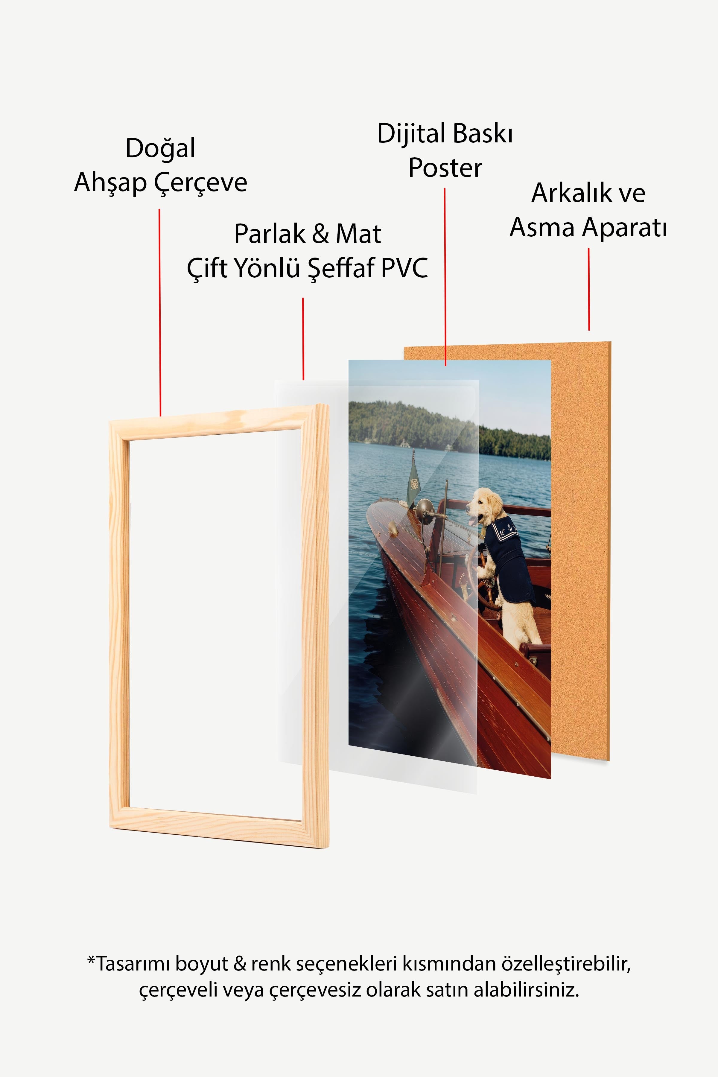 Köpek ve Tekne Posteri, Ahşap Çerçeveli Poster, Old Money Serisi, NO:113147