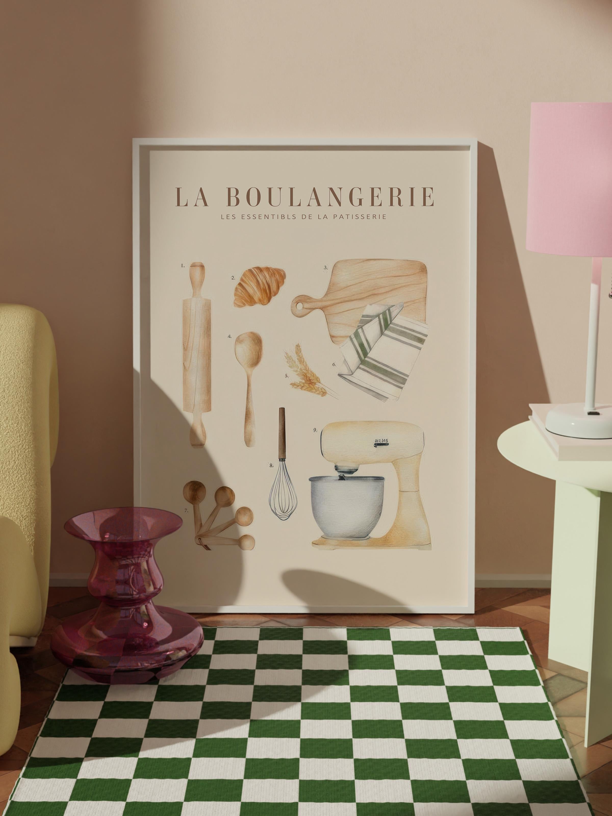 La Boulangerie No2 Çerçeveli Tablo, Beyaz Çerçeve ve Poster, Duvar Tablosu Comfort Serisi NO:108563
