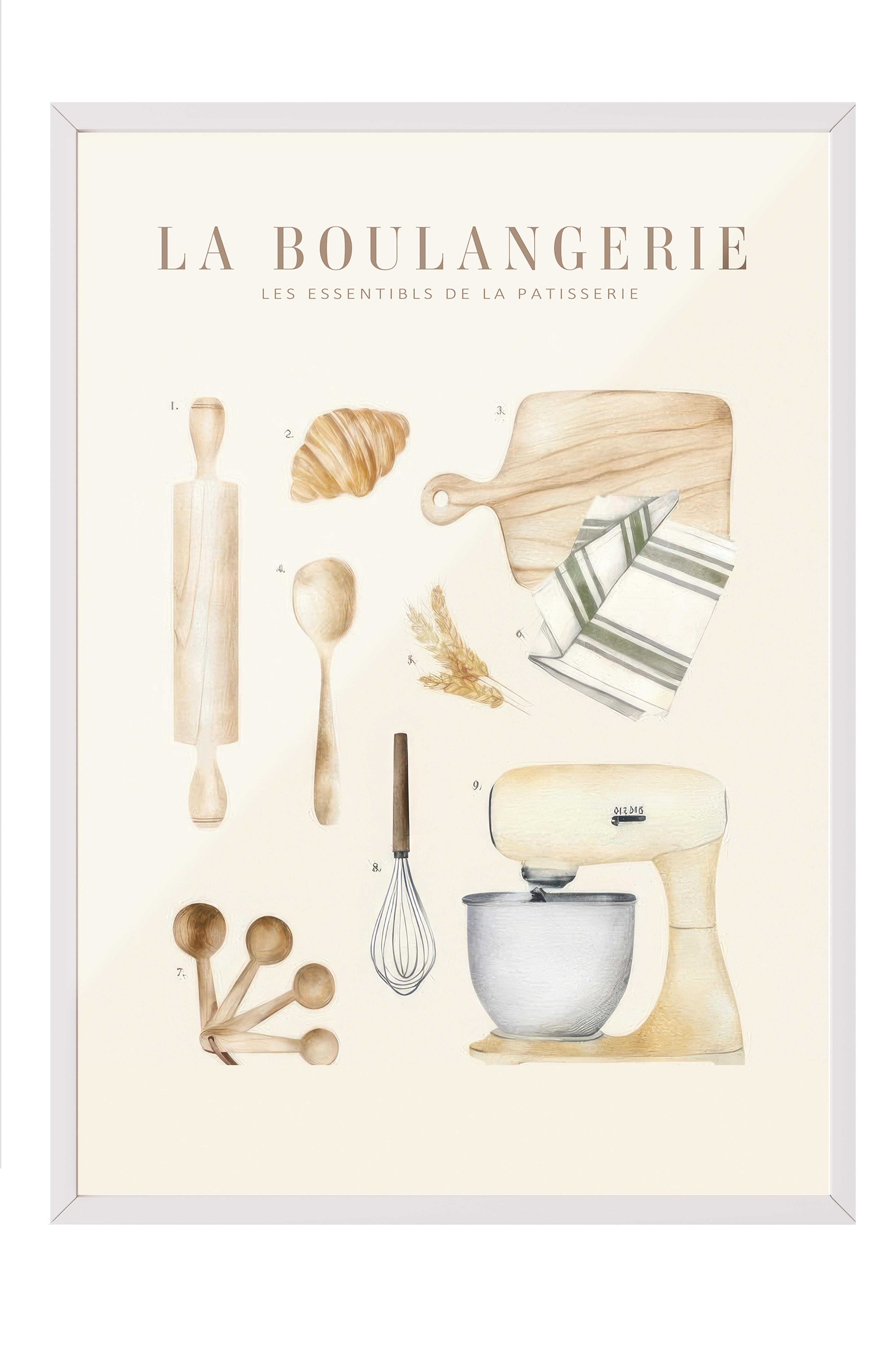 La Boulangerie No2 Çerçeveli Tablo, Beyaz Çerçeve ve Poster, Duvar Tablosu Comfort Serisi NO:108563