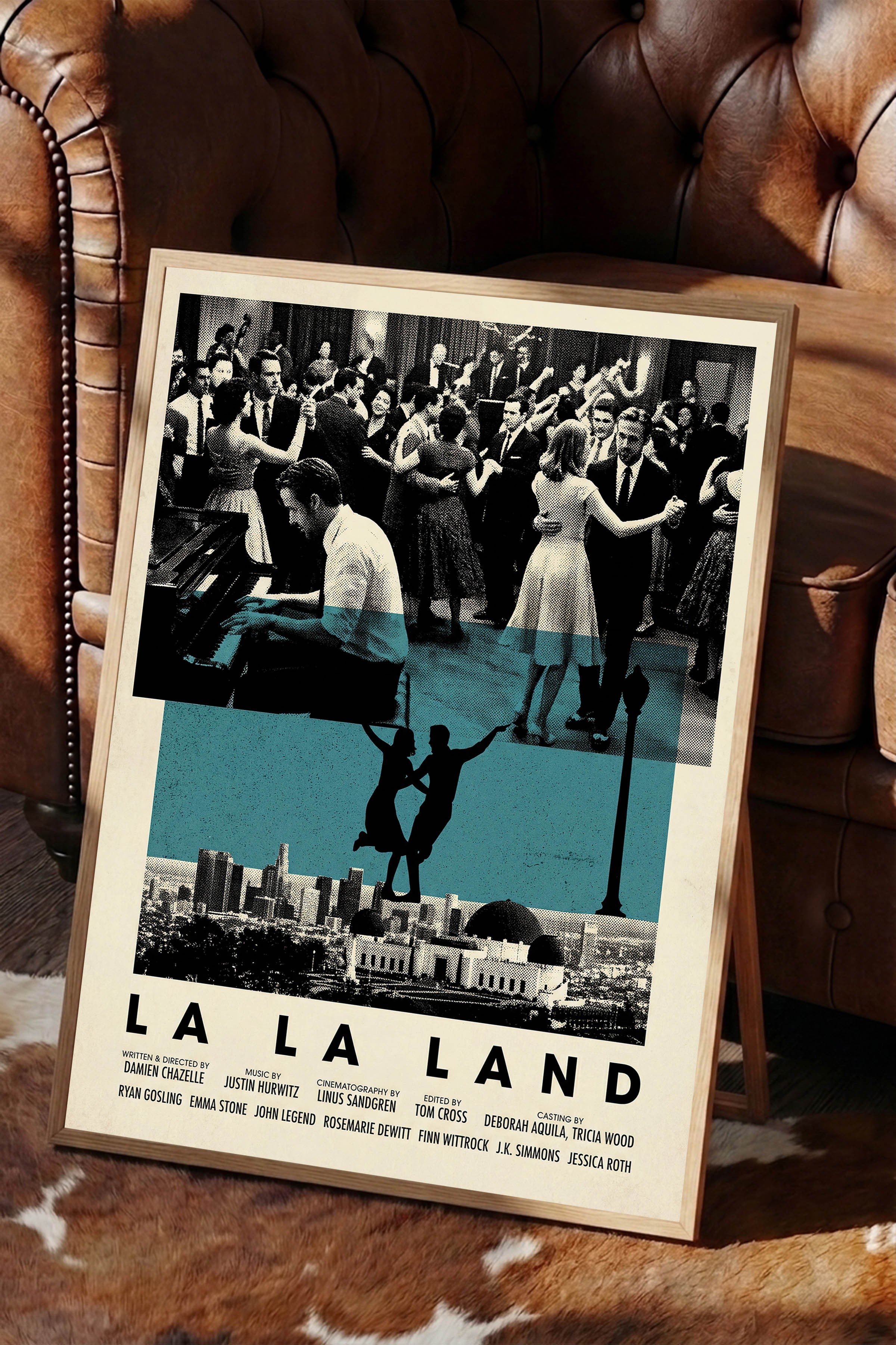La La Land Ahşap Çerçeveli Poster, Sinema ve Dizi Tablo, Film Dizi Afişleri NO:112829