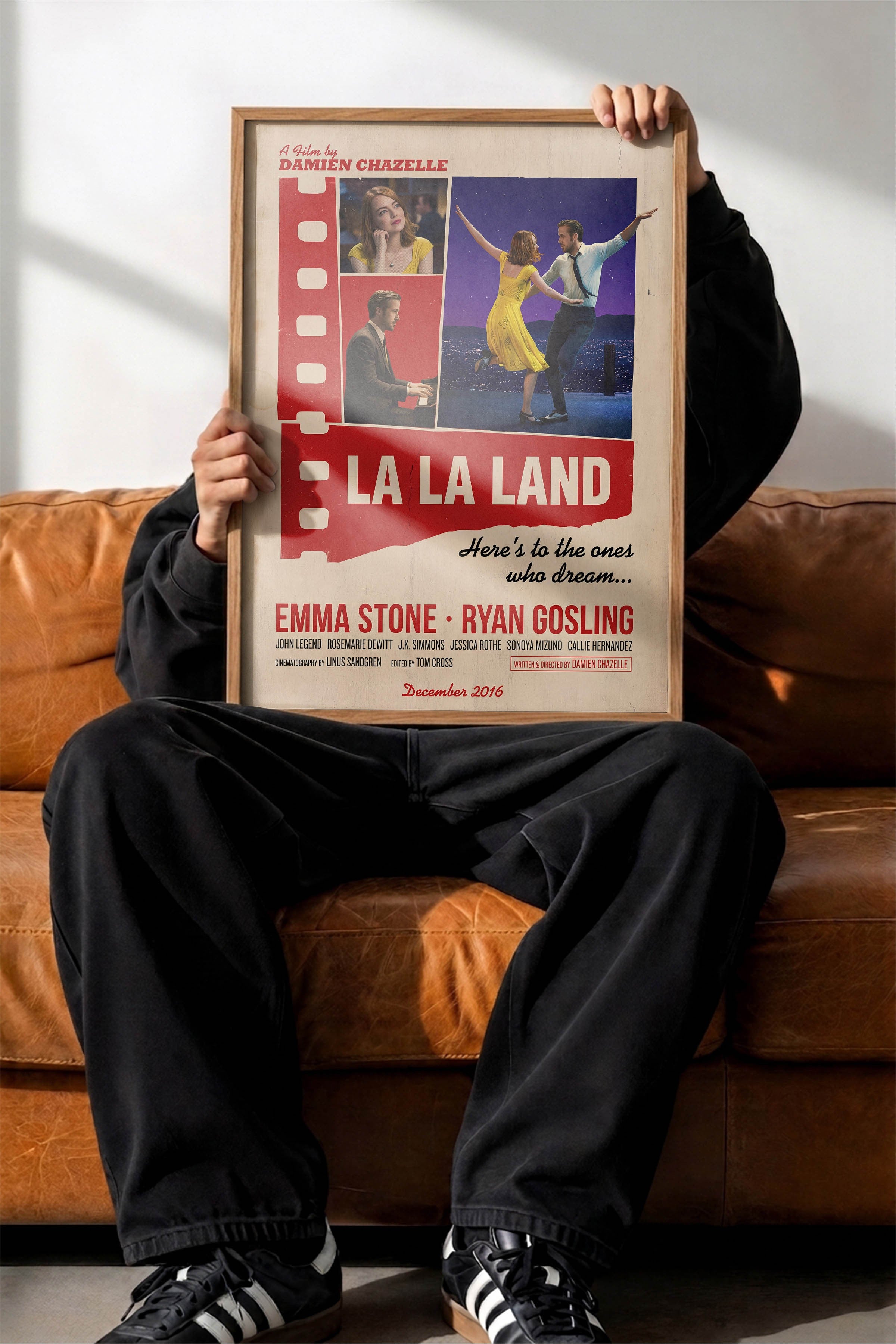 La La Land Ahşap Çerçeveli Poster, Sinema ve Dizi Tablo, Film Dizi Afişleri NO:112901