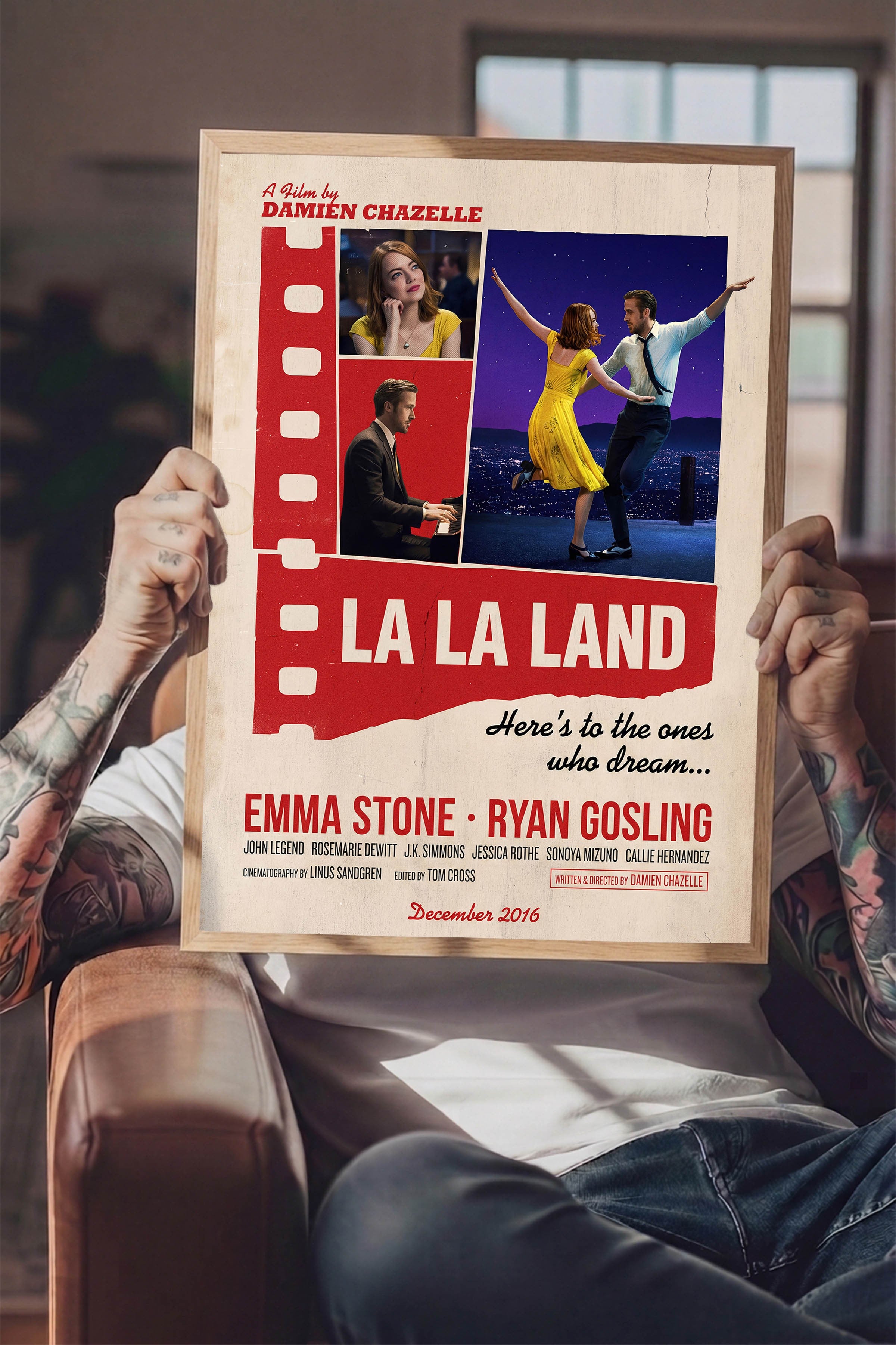 La La Land Ahşap Çerçeveli Poster, Sinema ve Dizi Tablo, Film Dizi Afişleri NO:112901