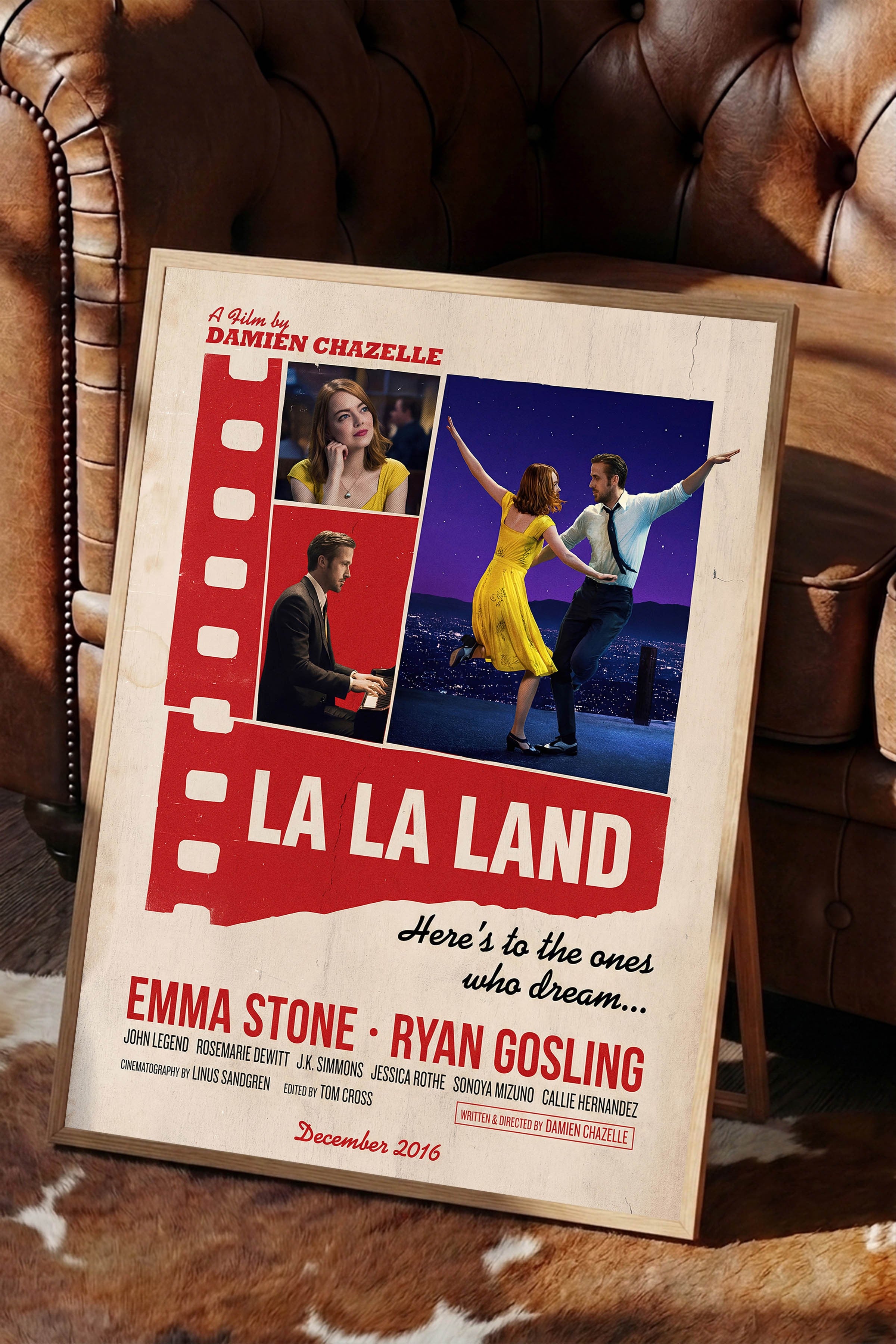 La La Land Ahşap Çerçeveli Poster, Sinema ve Dizi Tablo, Film Dizi Afişleri NO:112901