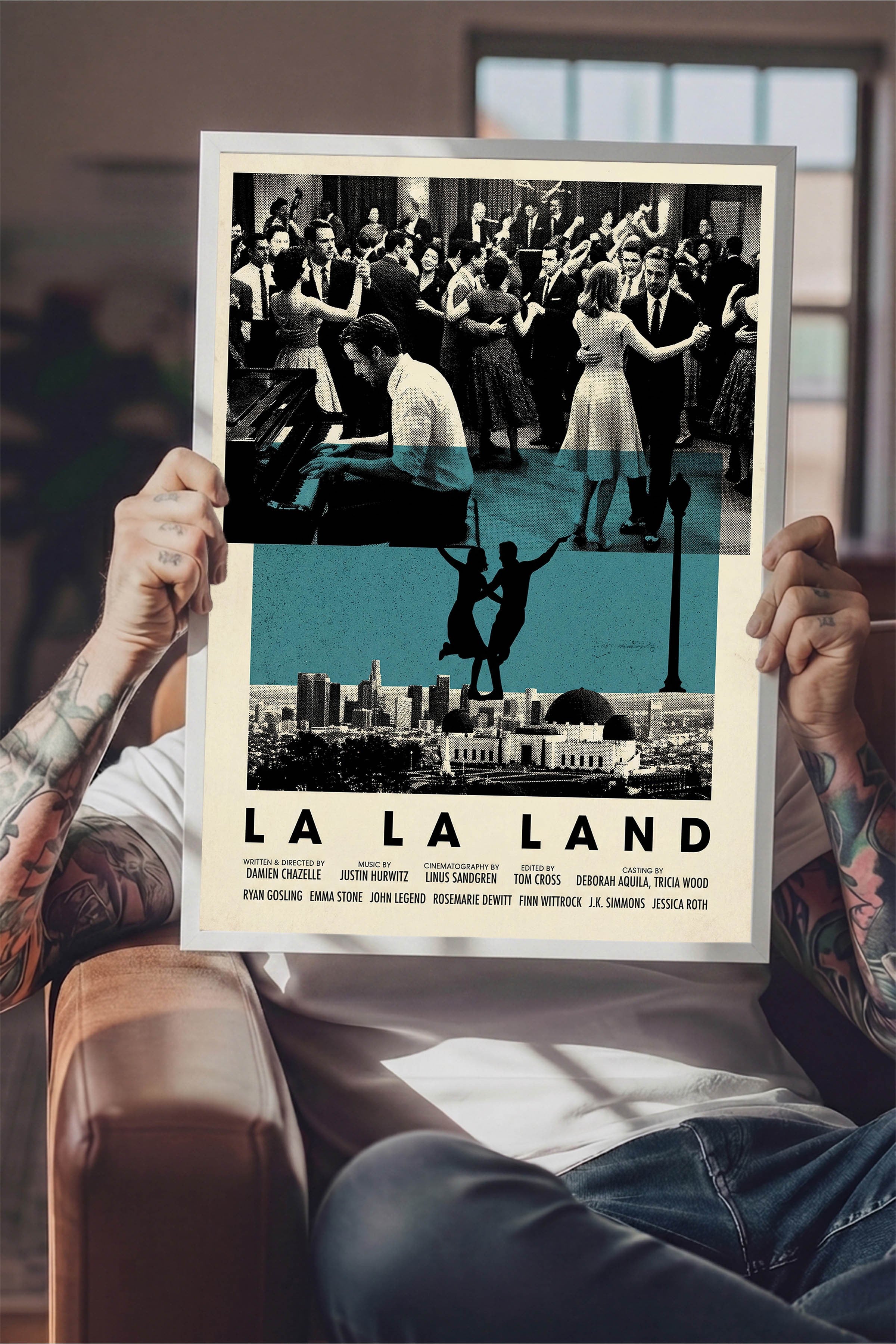 La La Land Beyaz Çerçeveli Poster, Sinema ve Dizi Tablo, Film Dizi Afişleri NO:112829