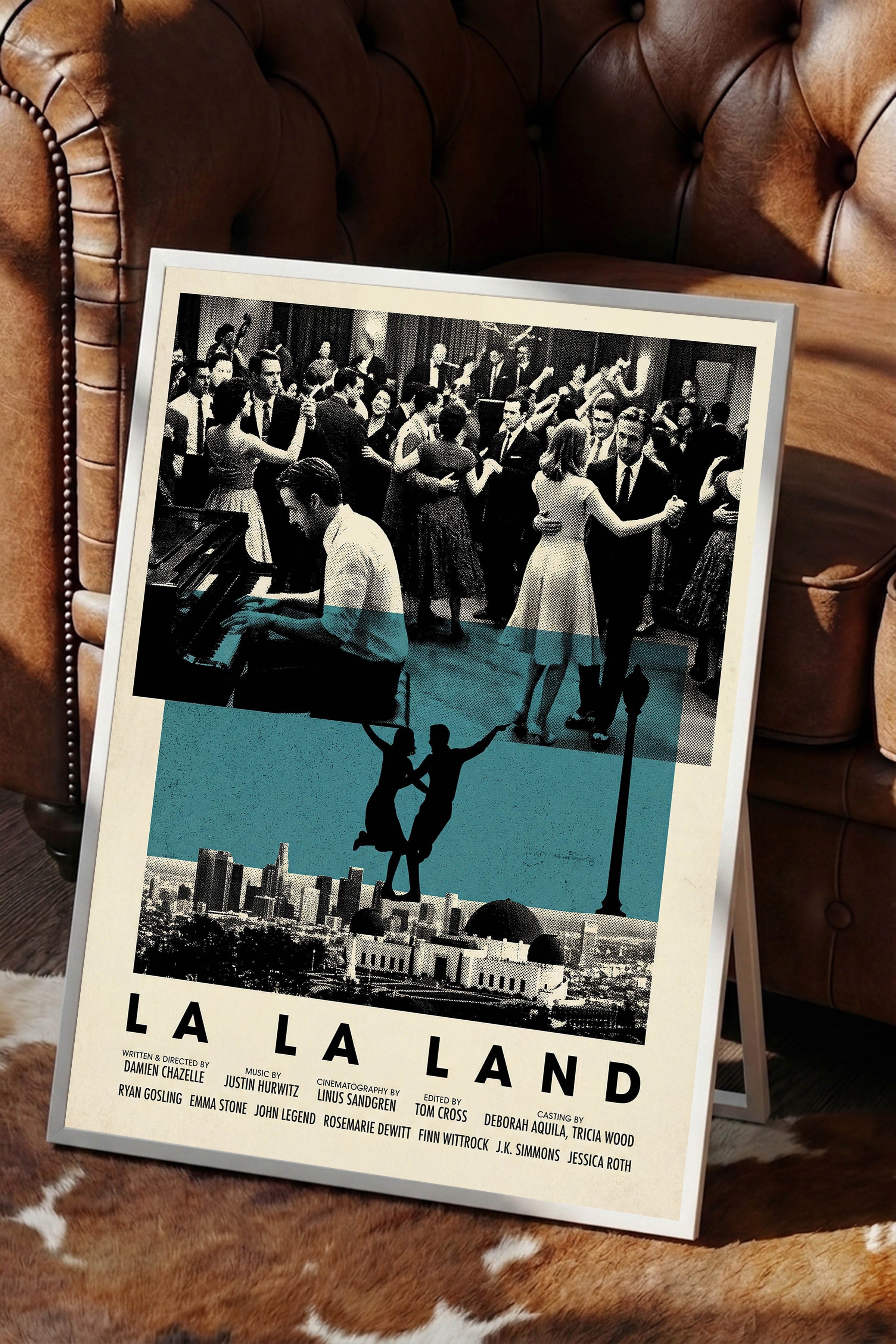 La La Land Beyaz Çerçeveli Poster, Sinema ve Dizi Tablo, Film Dizi Afişleri NO:112829