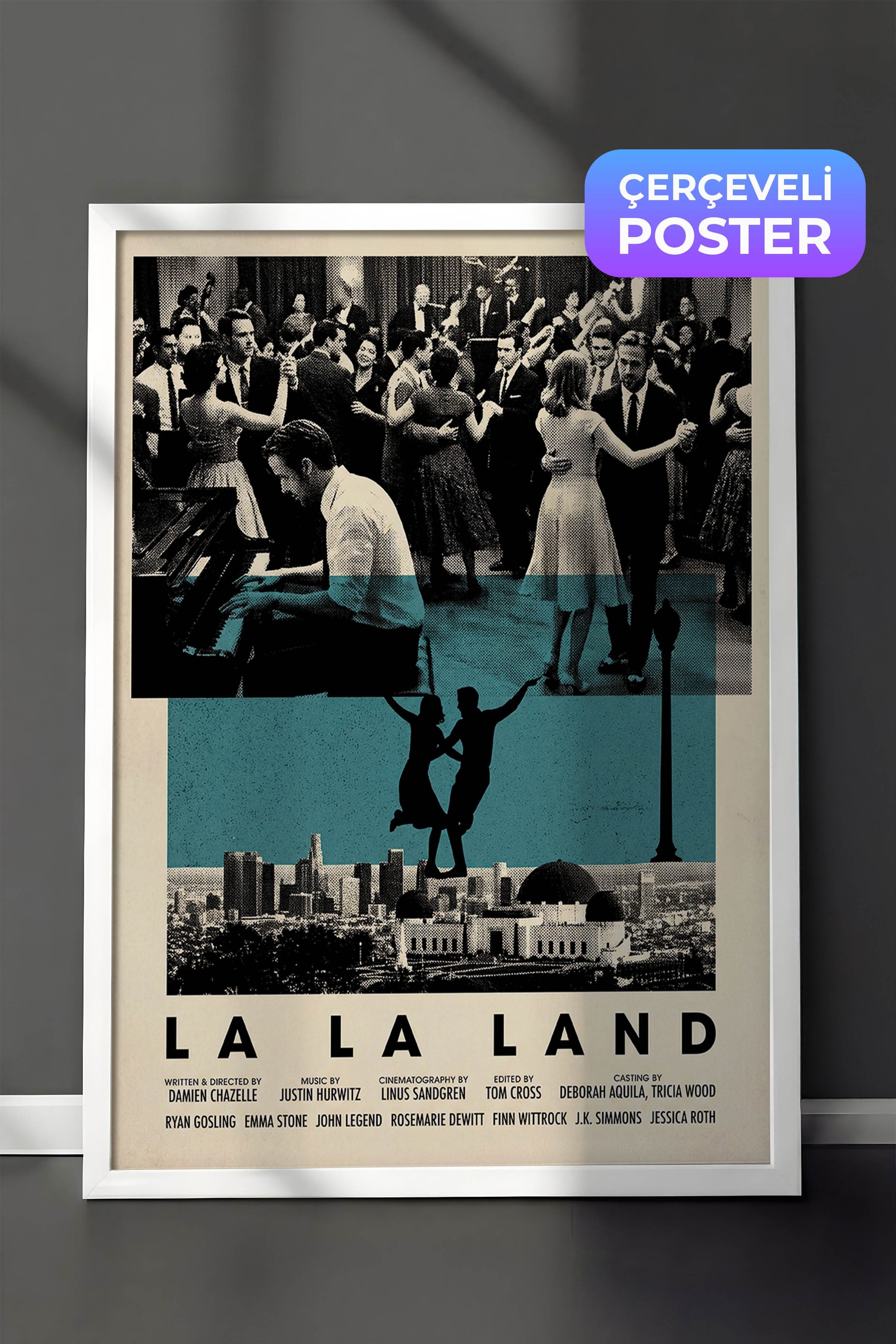 La La Land Beyaz Çerçeveli Poster, Sinema ve Dizi Tablo, Film Dizi Afişleri NO:112829