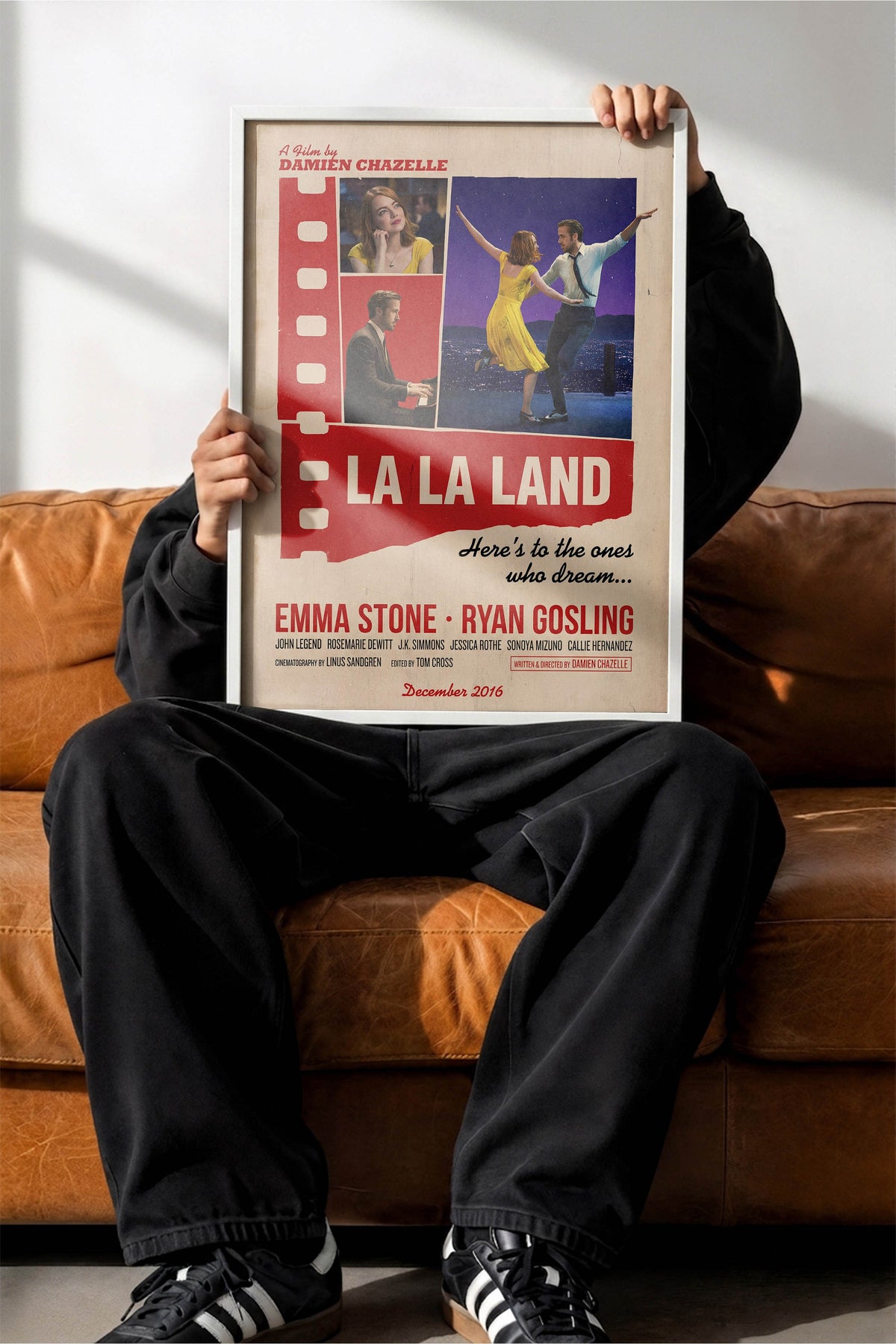 La La Land Beyaz Çerçeveli Poster, Sinema ve Dizi Tablo, Film Dizi Afişleri NO:112901