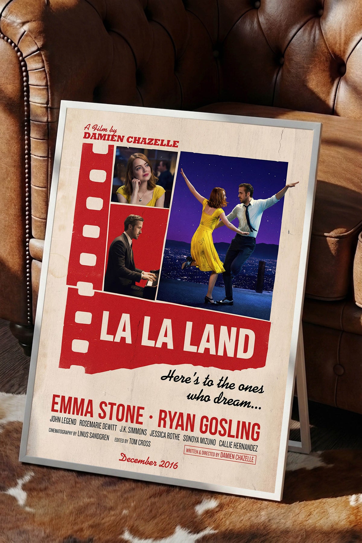 La La Land Beyaz Çerçeveli Poster, Sinema ve Dizi Tablo, Film Dizi Afişleri NO:112901