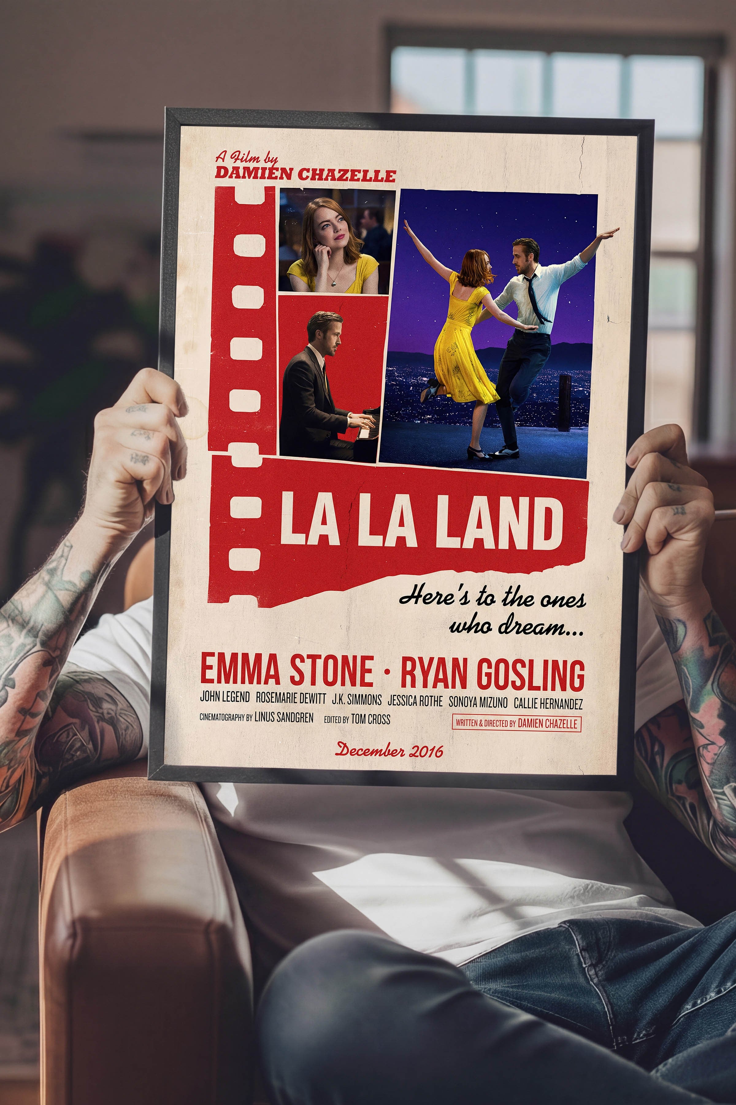 La La Land Siyah Çerçeveli Poster, Sinema ve Dizi Tablo, Film Dizi Afişleri NO:112901
