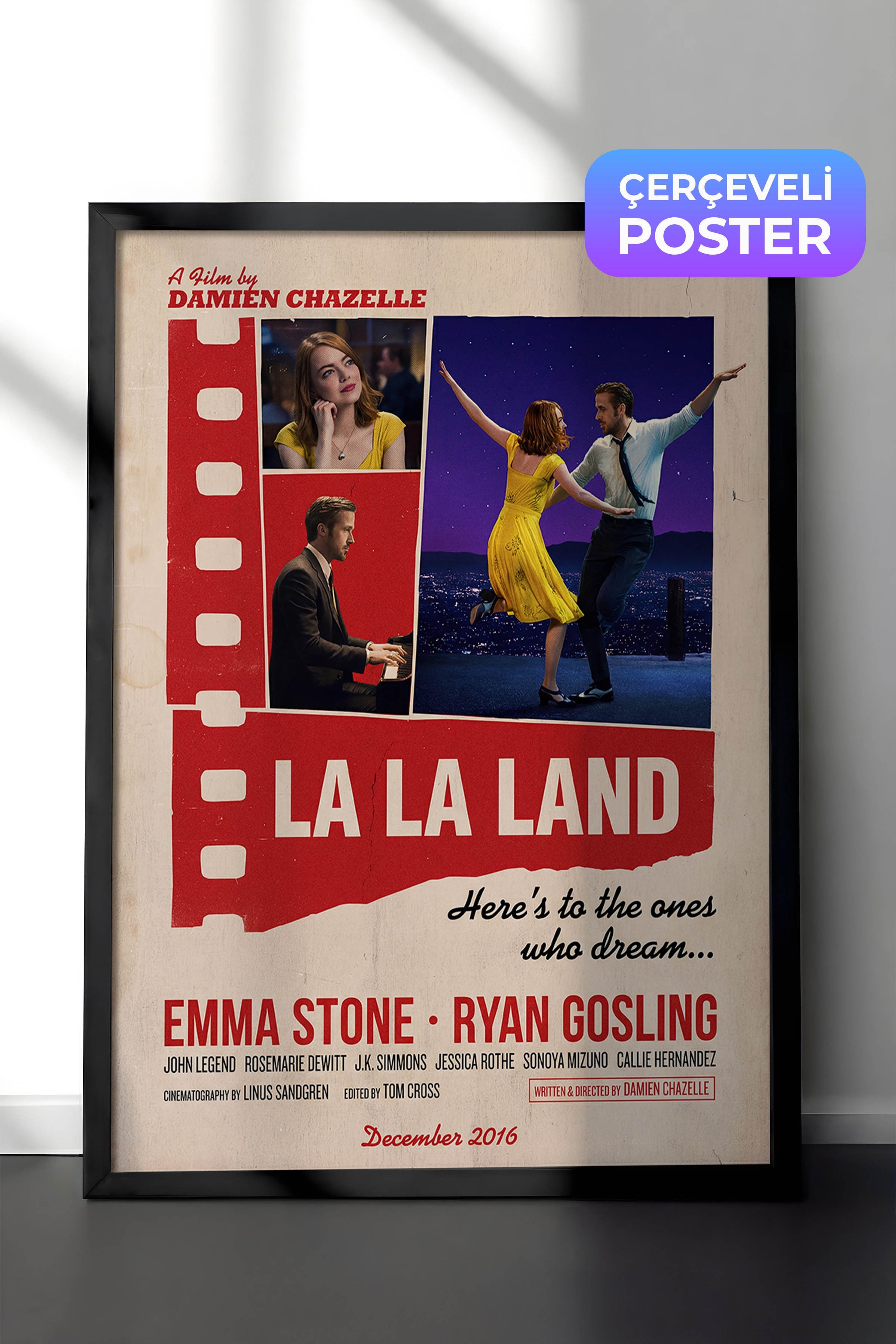 La La Land Siyah Çerçeveli Poster, Sinema ve Dizi Tablo, Film Dizi Afişleri NO:112901