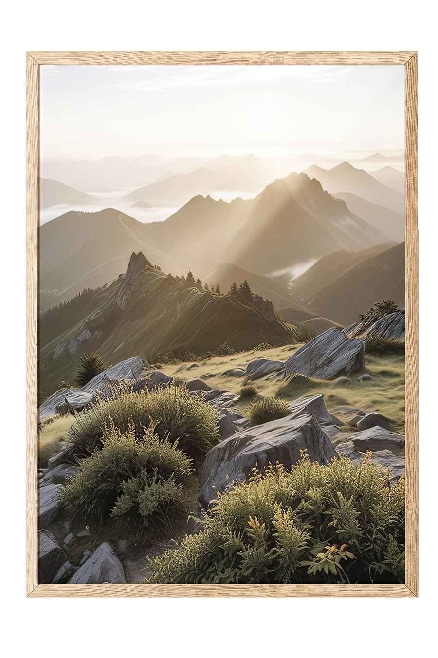 Gün Doğumunda Dağ Zirvesi Doğa Comfort Serisi Poster – Ahşap Çerçeveli Tablo