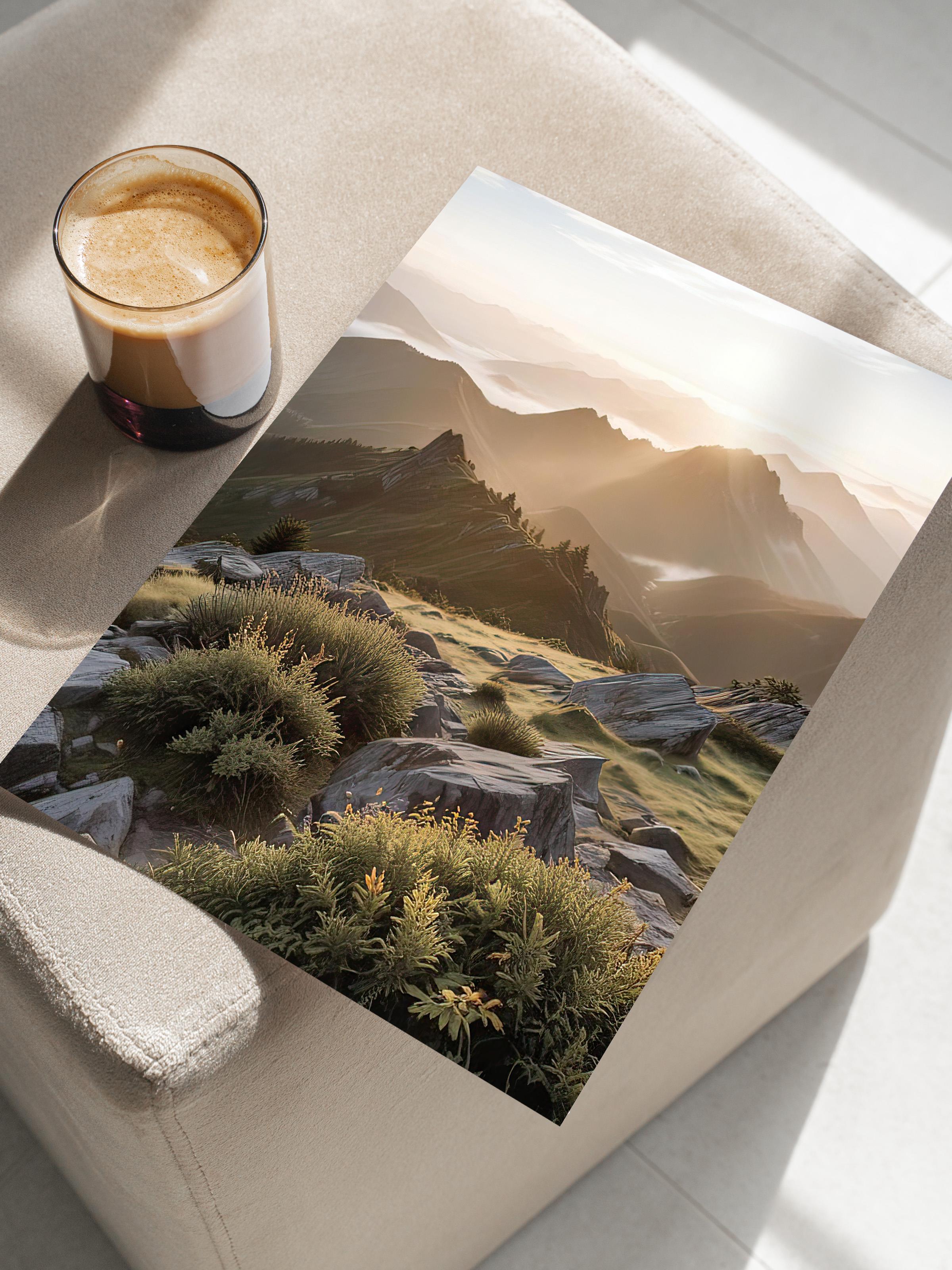Landscape Sunrise Poster, Çerçevesiz Duvar Posteri, Dikey Duvar Tablosu Comfort Serisi NO:108342