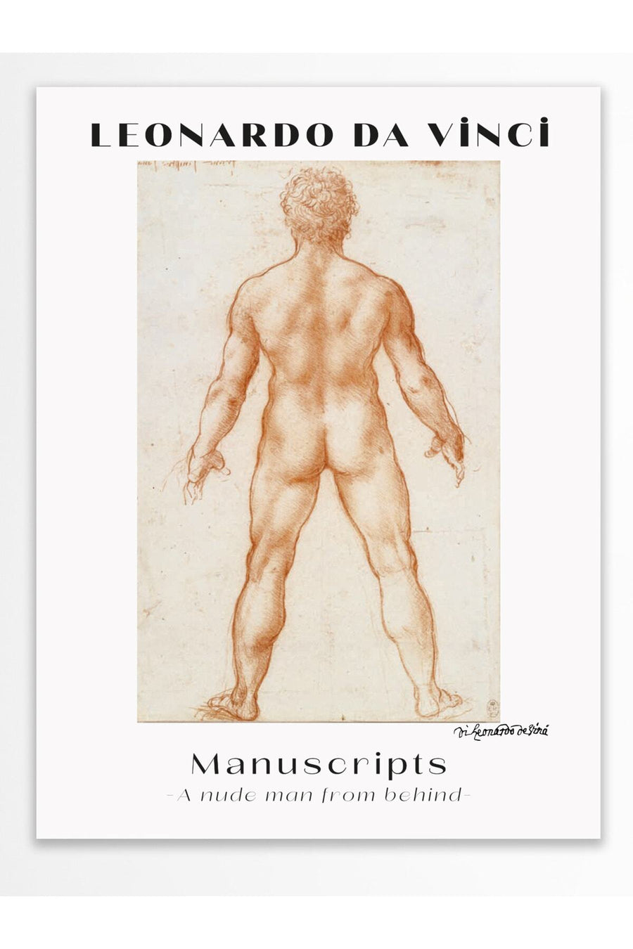 LEONARDO DA VINCI Manuscripts - A nude man from behind - Modern Sanat Çerçevesiz Poster