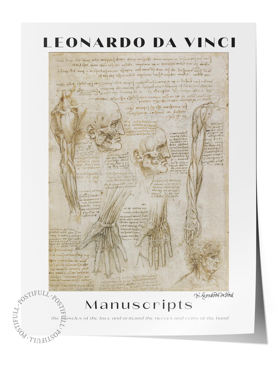 Farklı Tonlarda LEONARDO DA VINCI Manuscripts Modern Sanat Çerçevesiz Poster