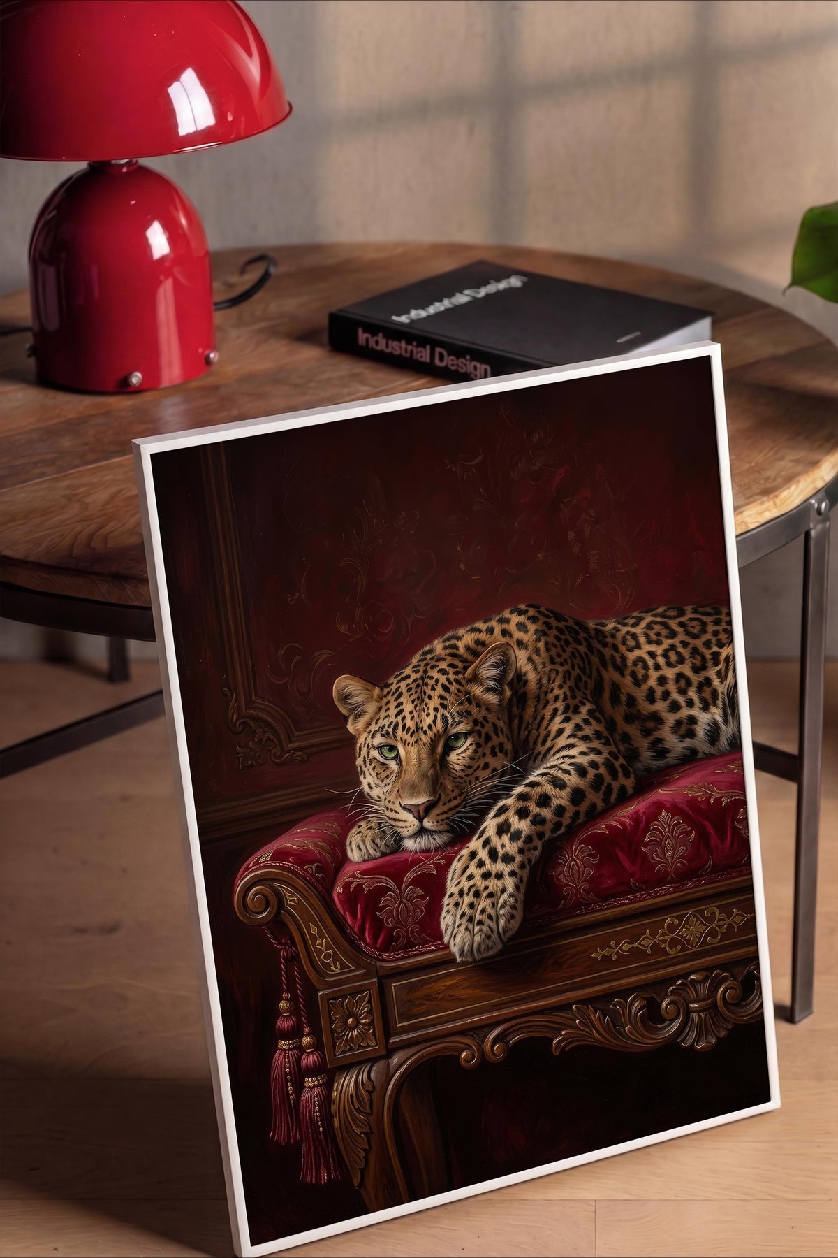 Dinlenen Leopar Poster – Beyaz Çerçeveli Tablo