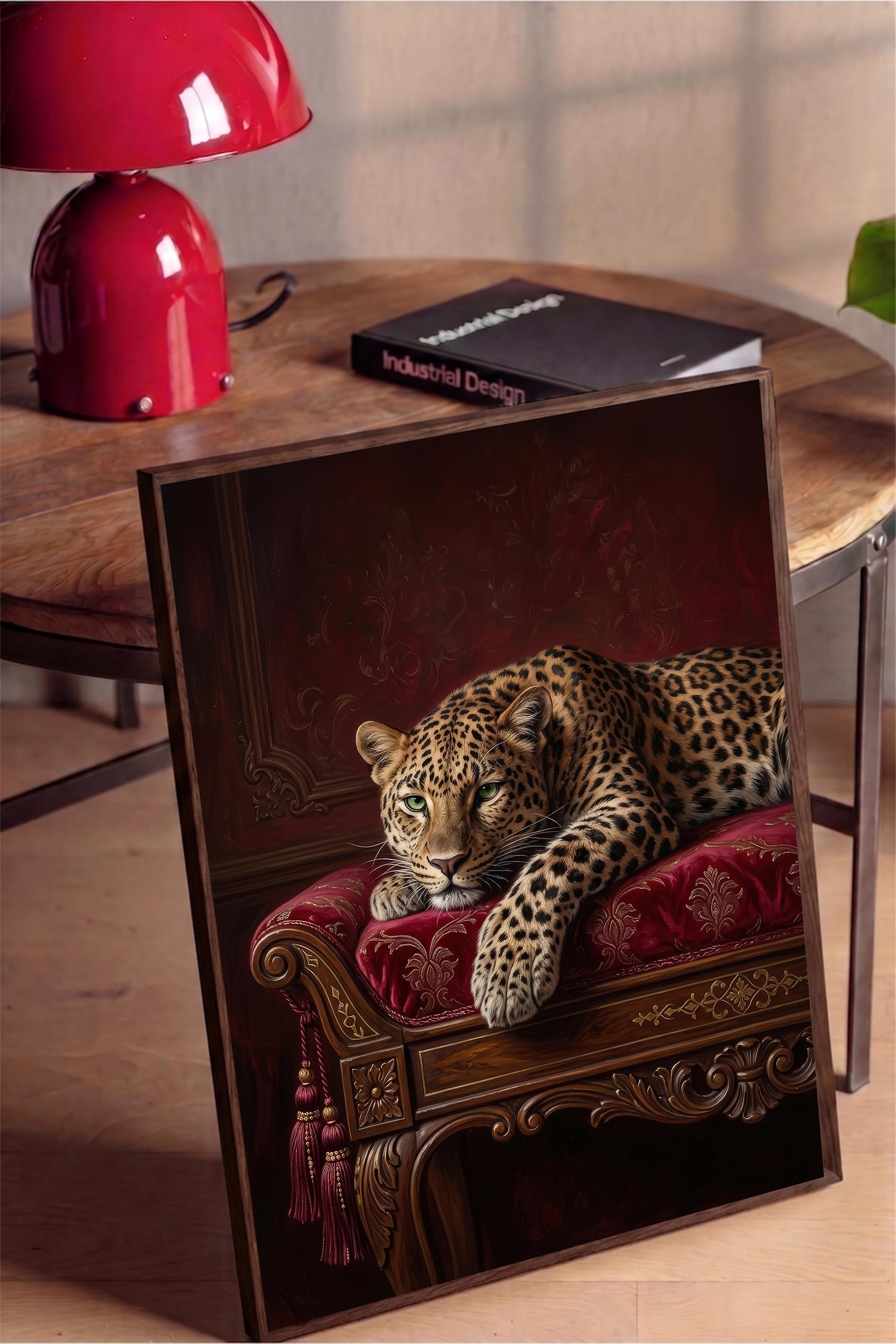 Leopar Posteri, Kahverengi Çerçeveli Poster, Old Money Serisi, NO:113158