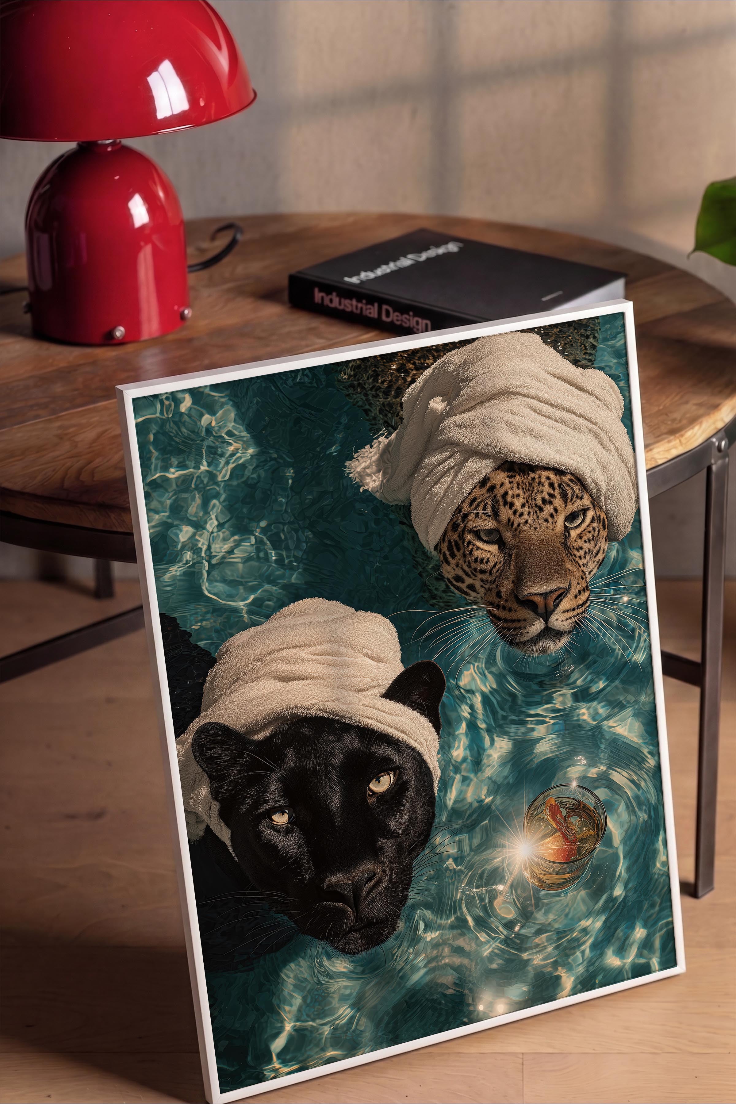 Leopar ve Panter Posteri, Beyaz Çerçeveli Poster, Old Money Serisi, NO:113232