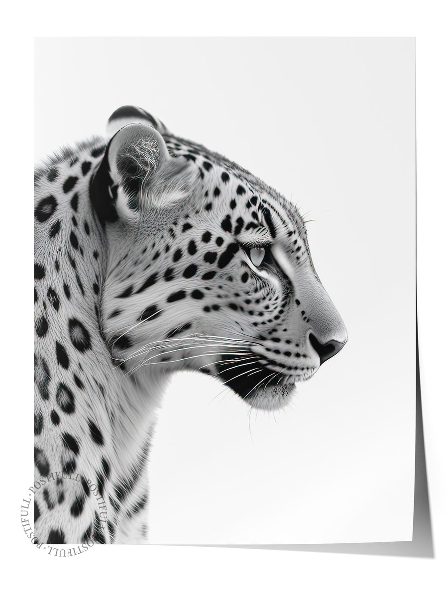 Benekli Leoparın Portresi Siyah & Beyaz Comfort Serisi Çerçevesiz Poster