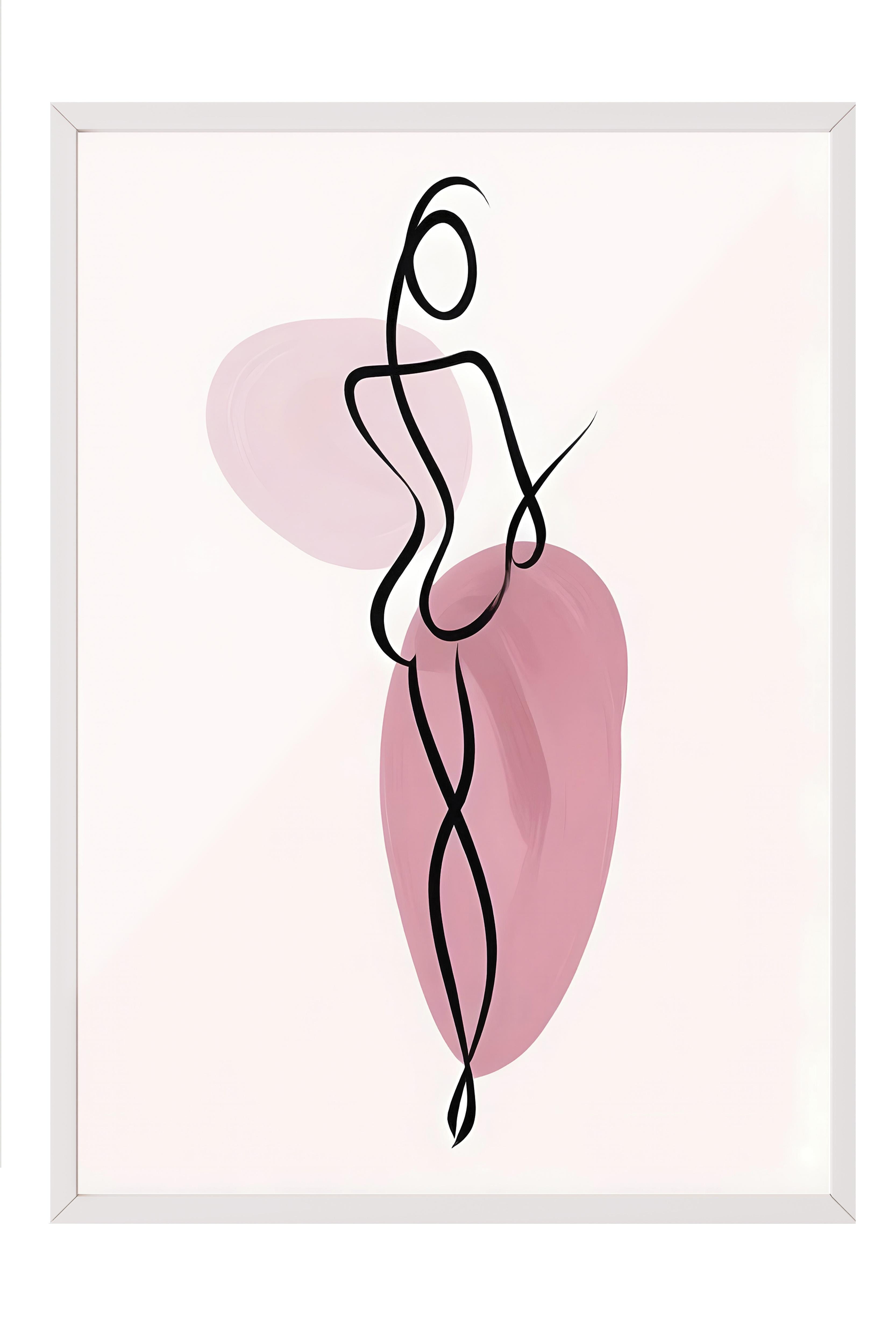 Line Shape Çerçeveli Tablo, Beyaz Çerçeve ve Poster, Dikey Duvar Tablosu Comfort Serisi NO:108488