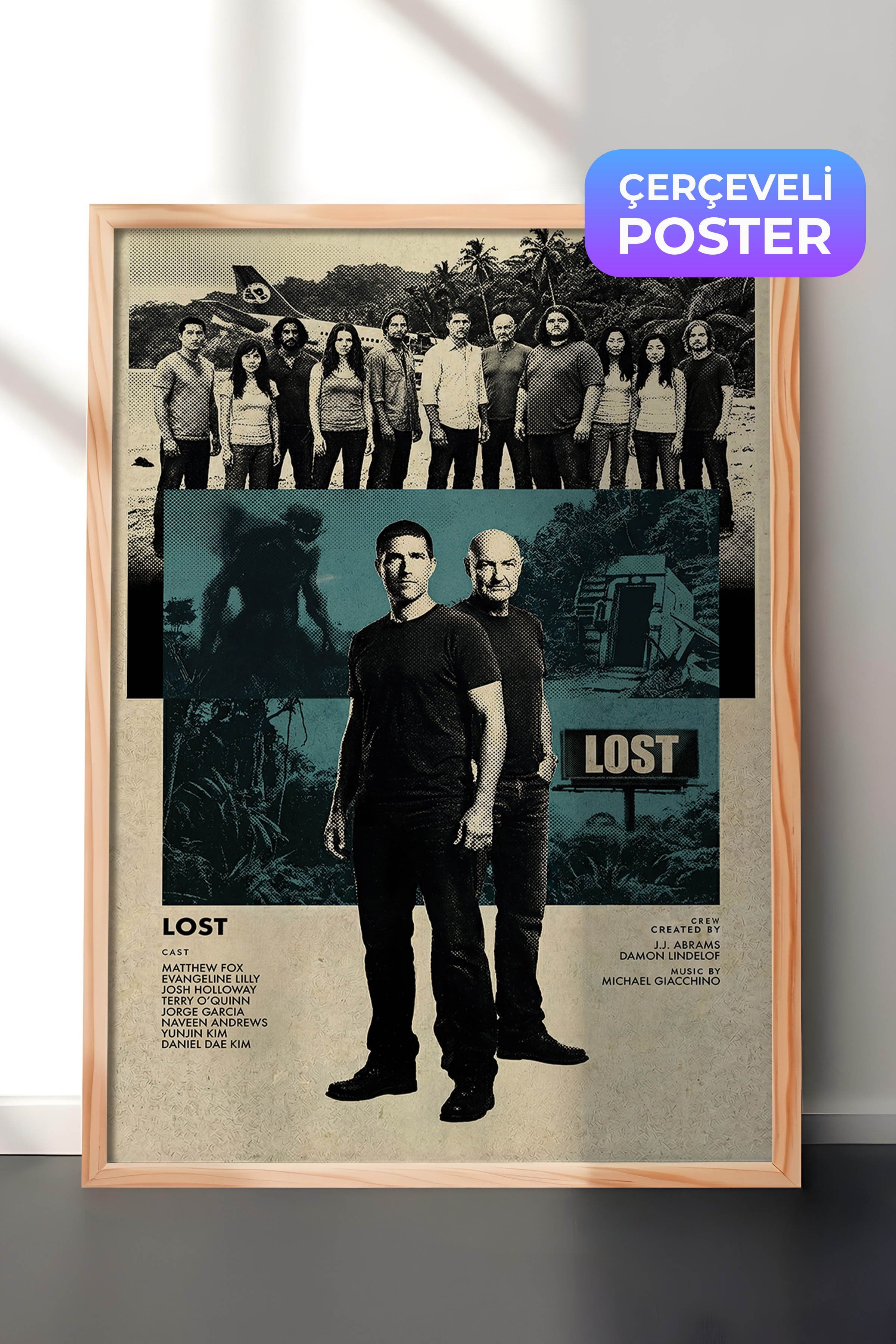 Lost Ahşap Çerçeveli Poster, Sinema ve Dizi Tablo, Film Dizi Afişleri NO:112774