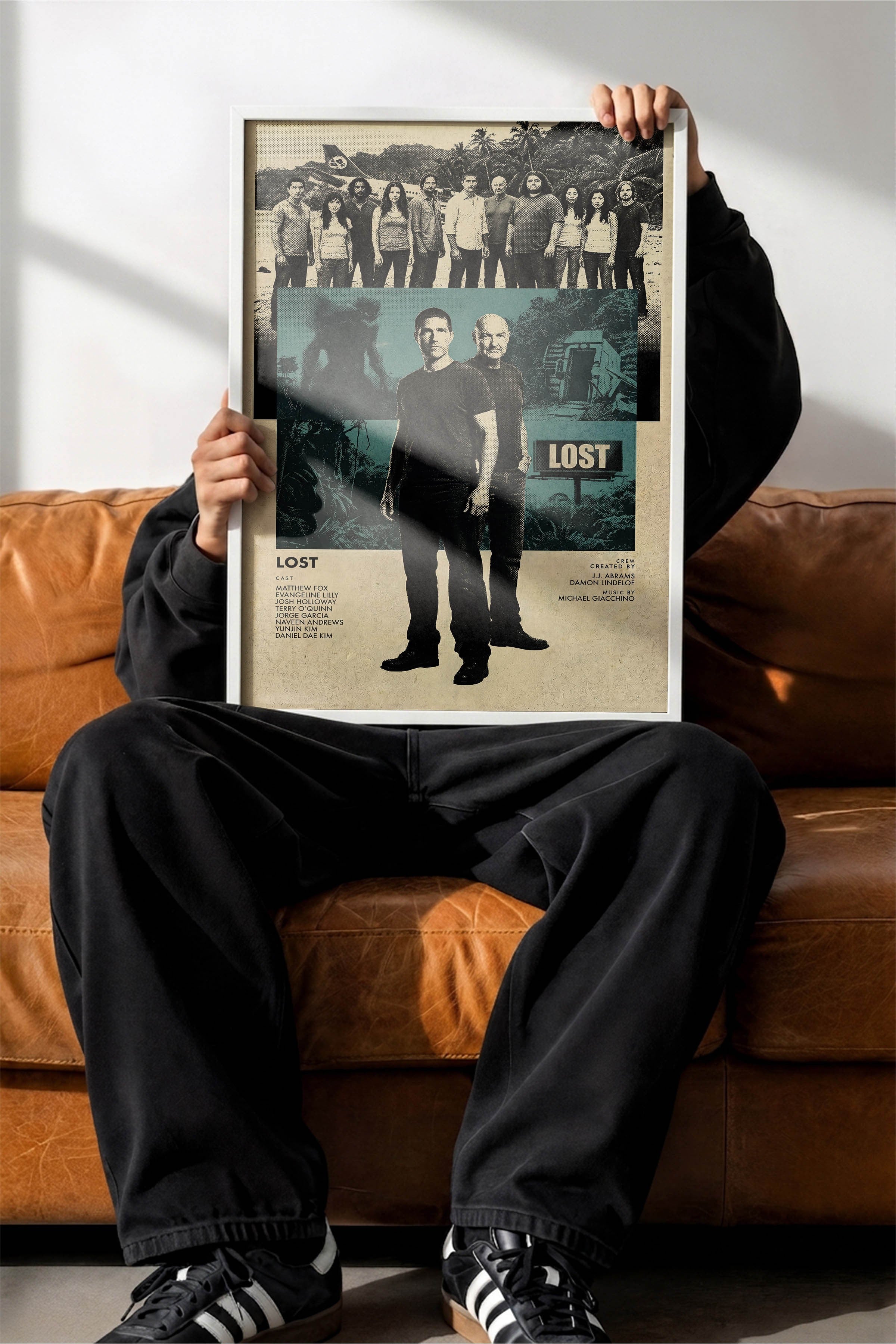 Lost Beyaz Çerçeveli Poster, Sinema ve Dizi Tablo, Film Dizi Afişleri NO:112774
