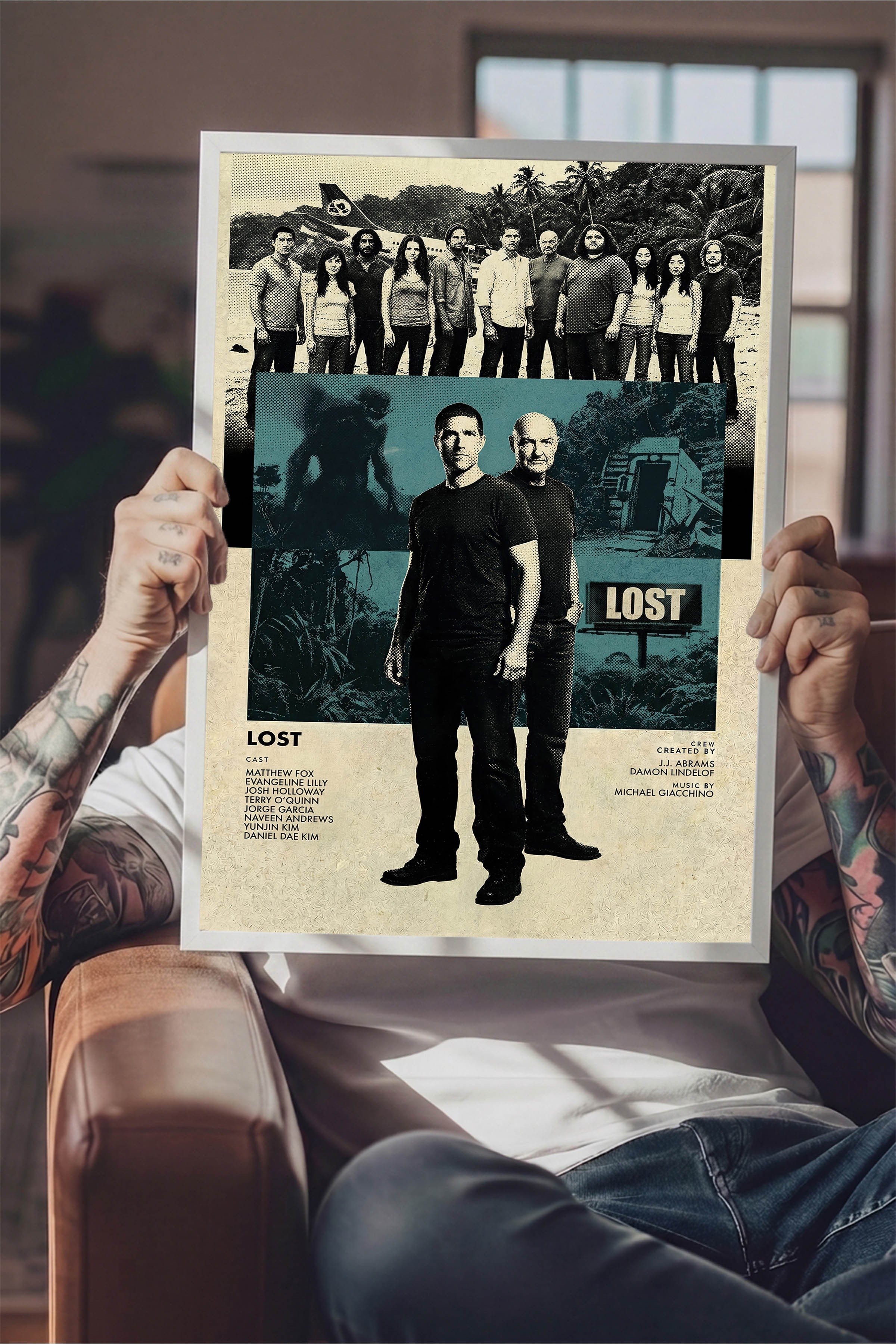 Lost Beyaz Çerçeveli Poster, Sinema ve Dizi Tablo, Film Dizi Afişleri NO:112774