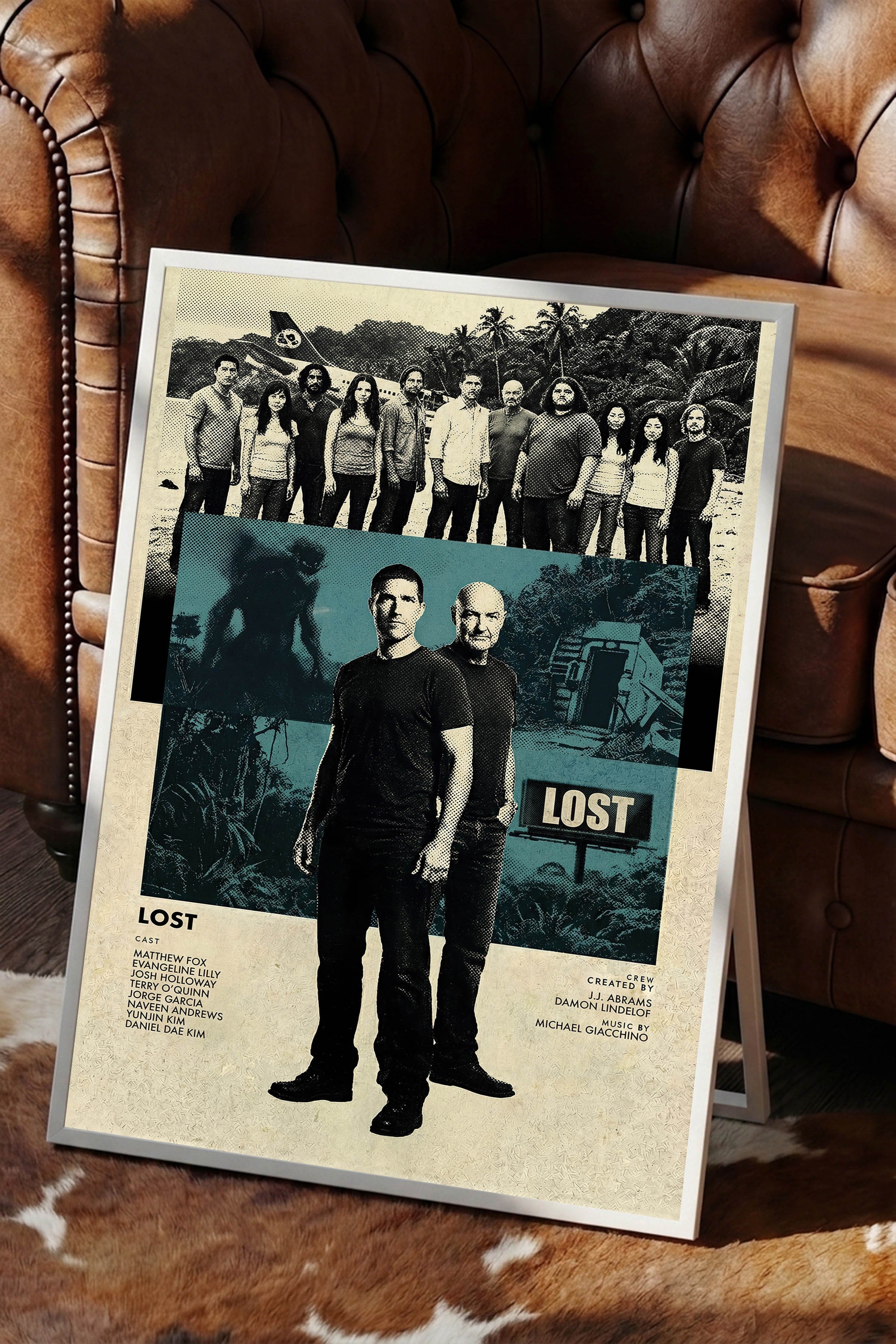 Lost Beyaz Çerçeveli Poster, Sinema ve Dizi Tablo, Film Dizi Afişleri NO:112774