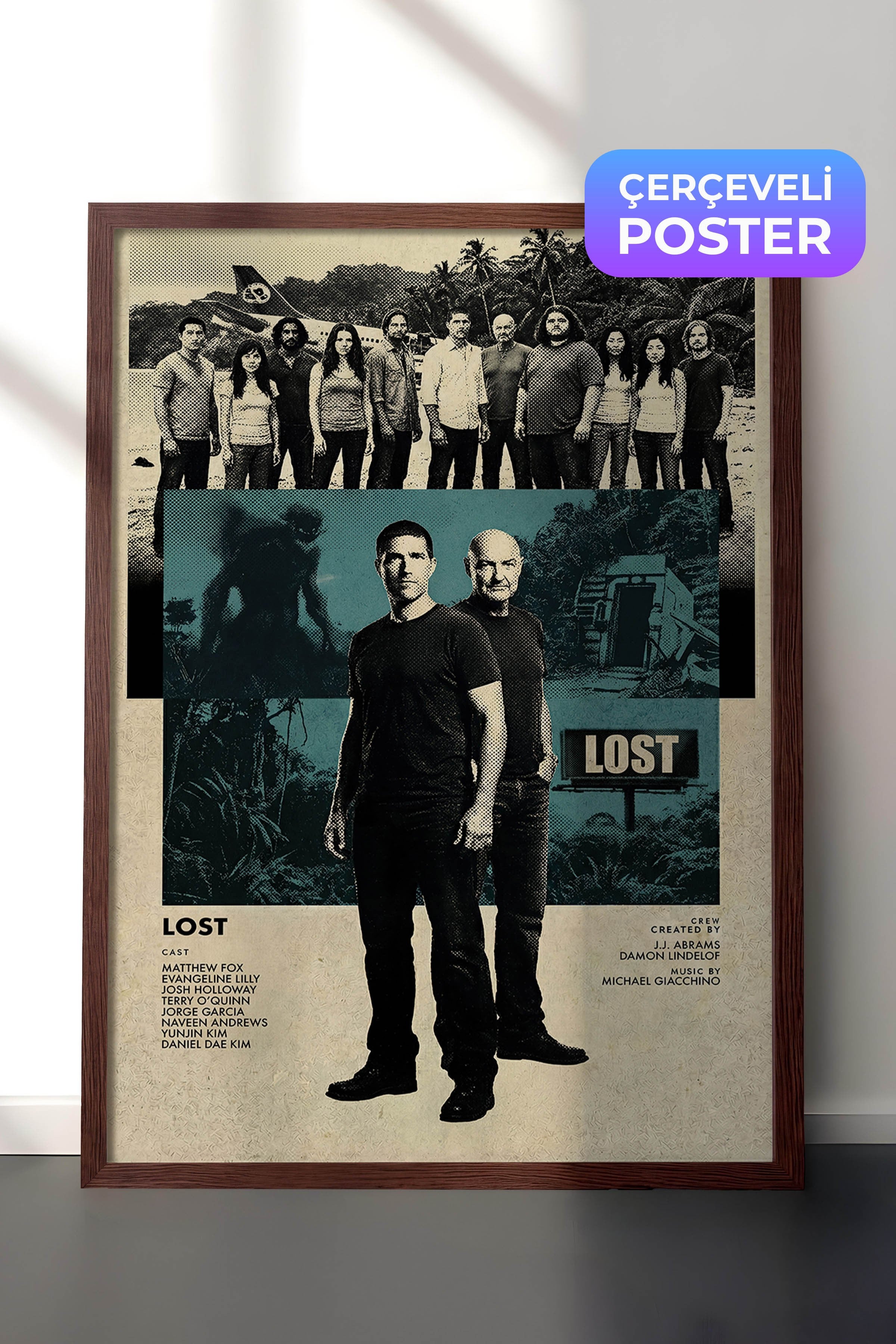Lost Kahverengi Çerçeveli Poster, Sinema ve Dizi Tablo, Film Dizi Afişleri NO:112774