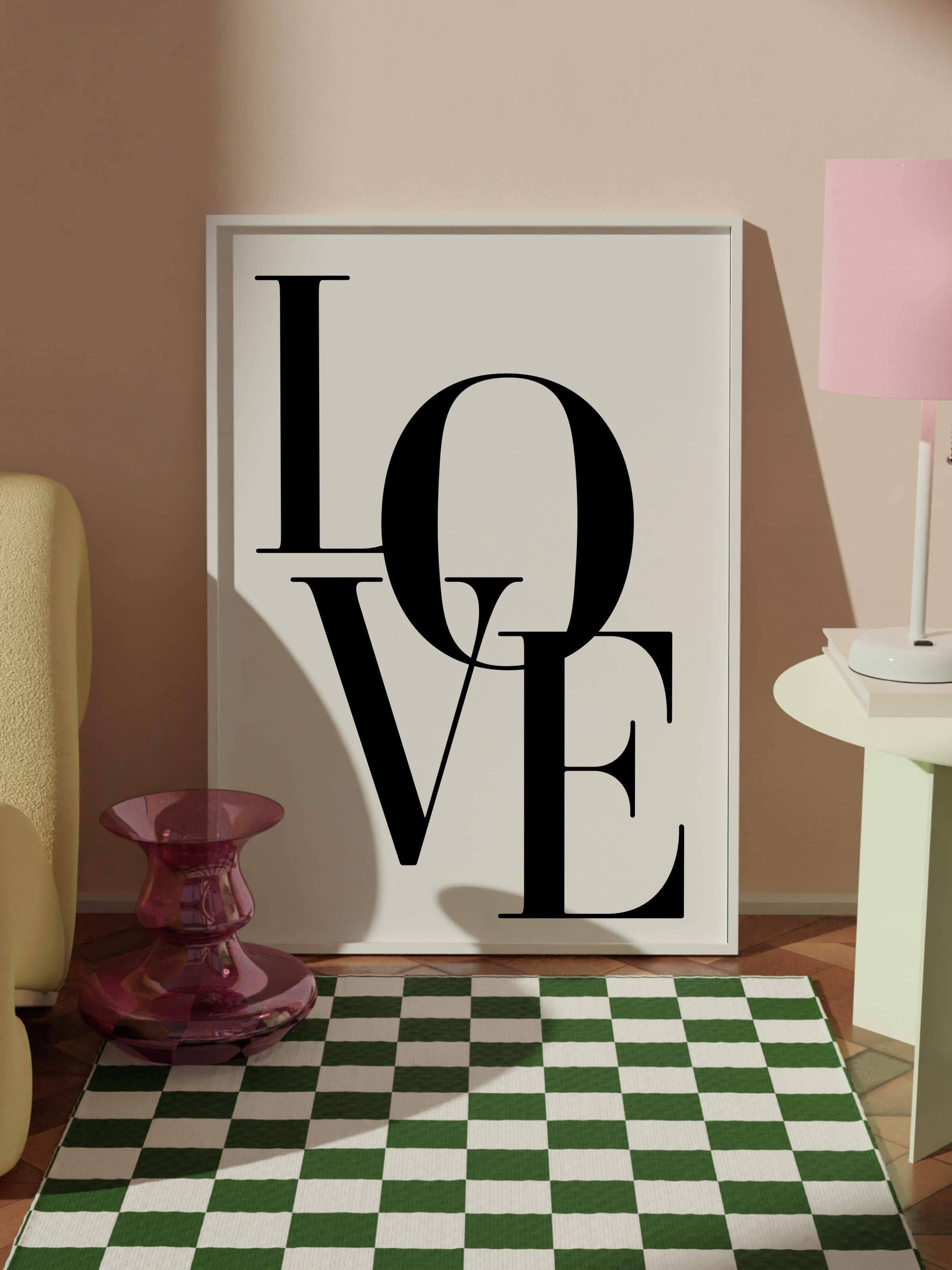 Love Beige Çerçeveli Tablo, Beyaz Çerçeve ve Poster, Dikey Duvar Tablosu Comfort Serisi NO:108314
