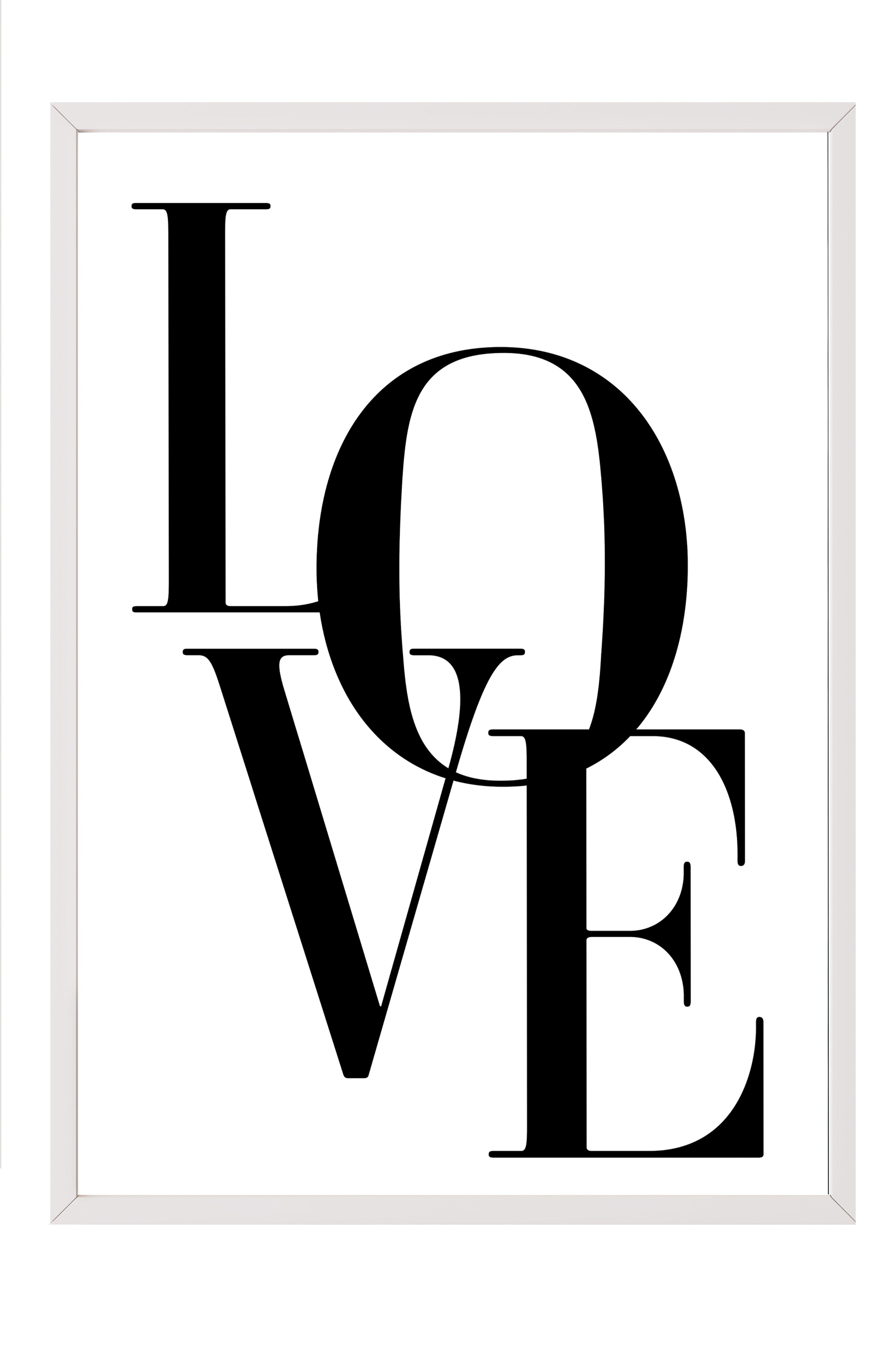 Love Beige Çerçeveli Tablo, Beyaz Çerçeve ve Poster, Dikey Duvar Tablosu Comfort Serisi NO:108314
