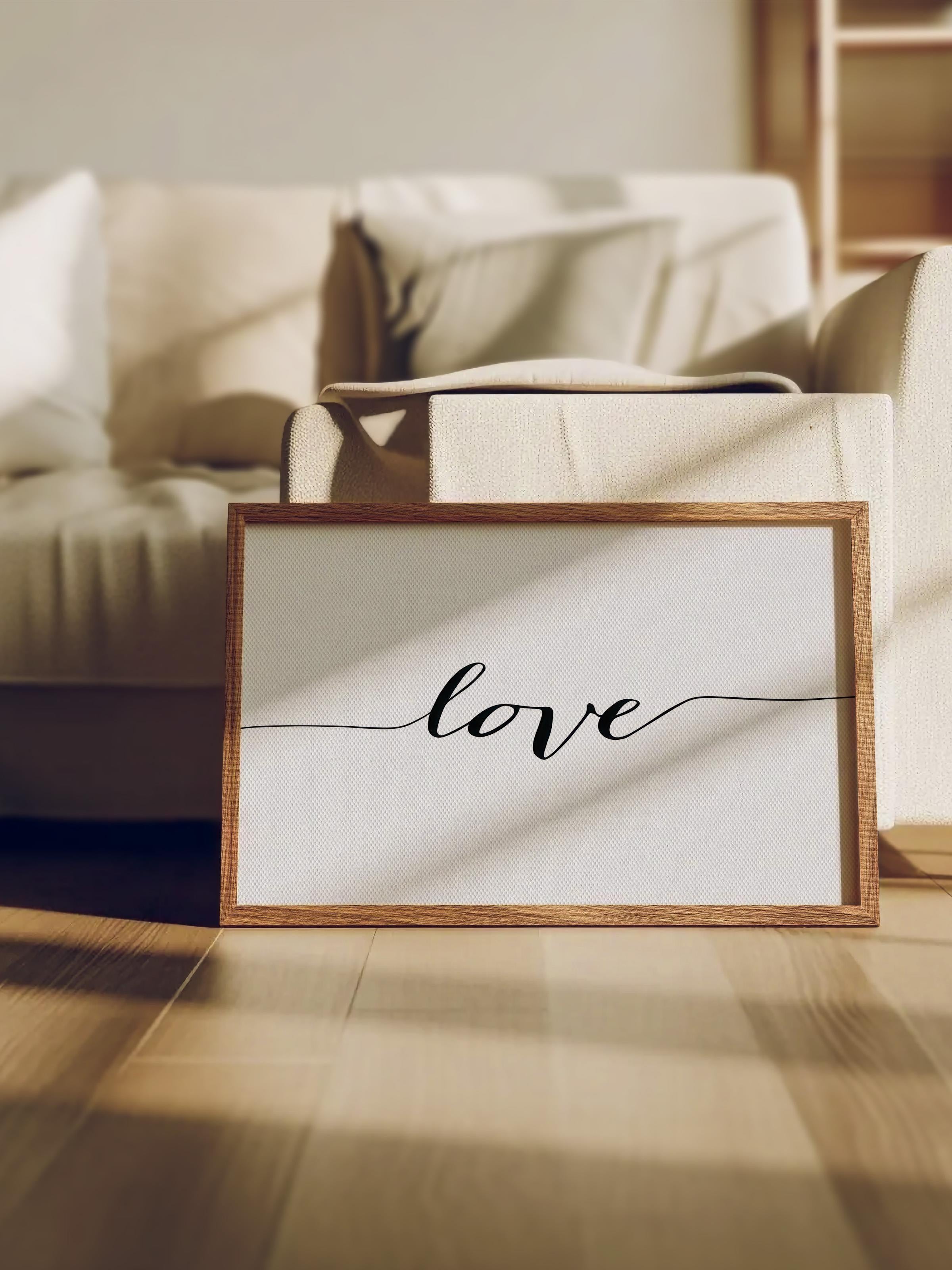 Love Çerçeveli Tablo, Beyaz Çerçeve ve Poster, Yatay Duvar Tablosu Comfort Serisi NO:108494
