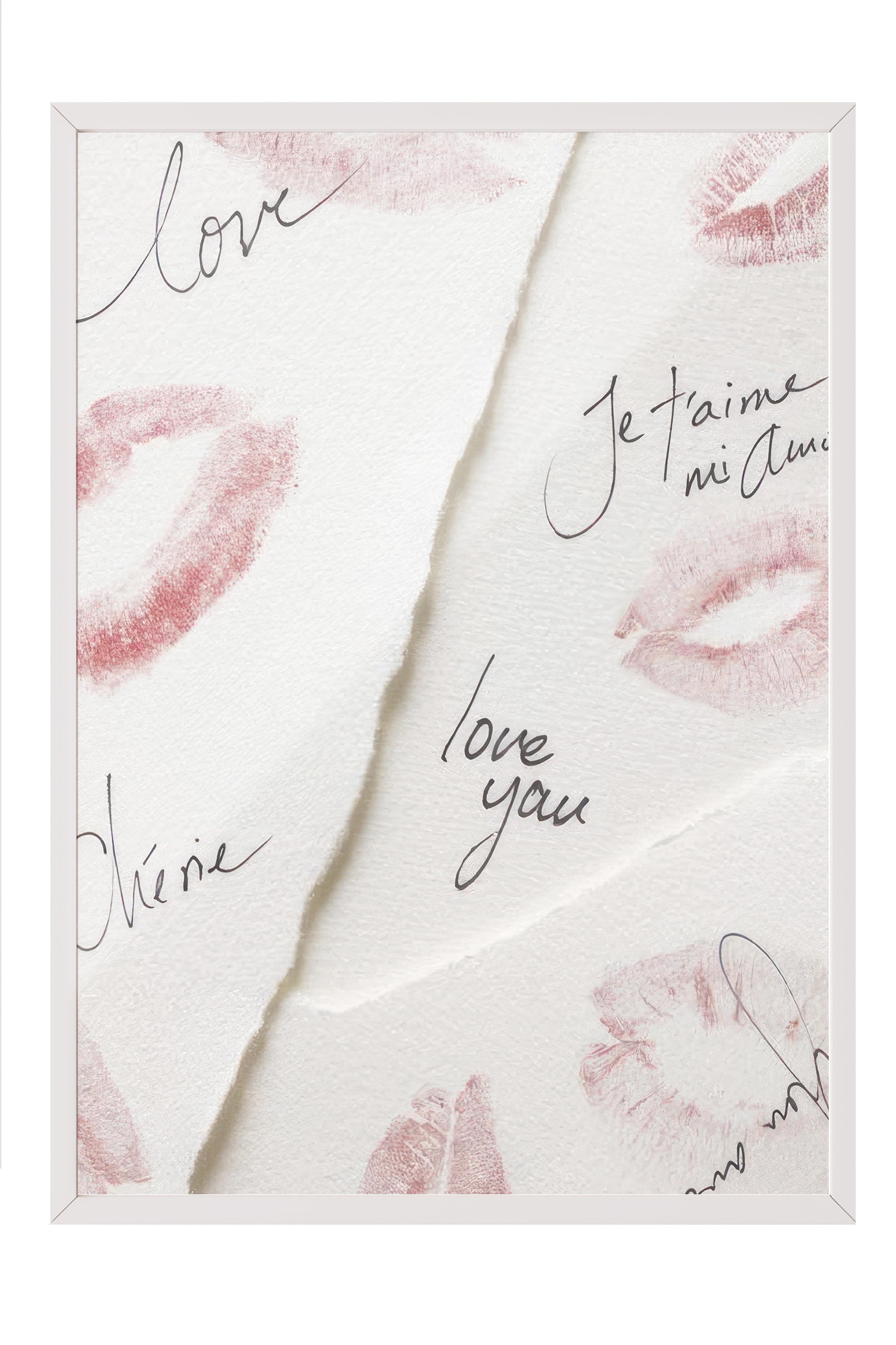 Love Letters Çerçeveli Tablo, Beyaz Çerçeve ve Poster, Dikey Duvar Tablosu Comfort Serisi NO:108432