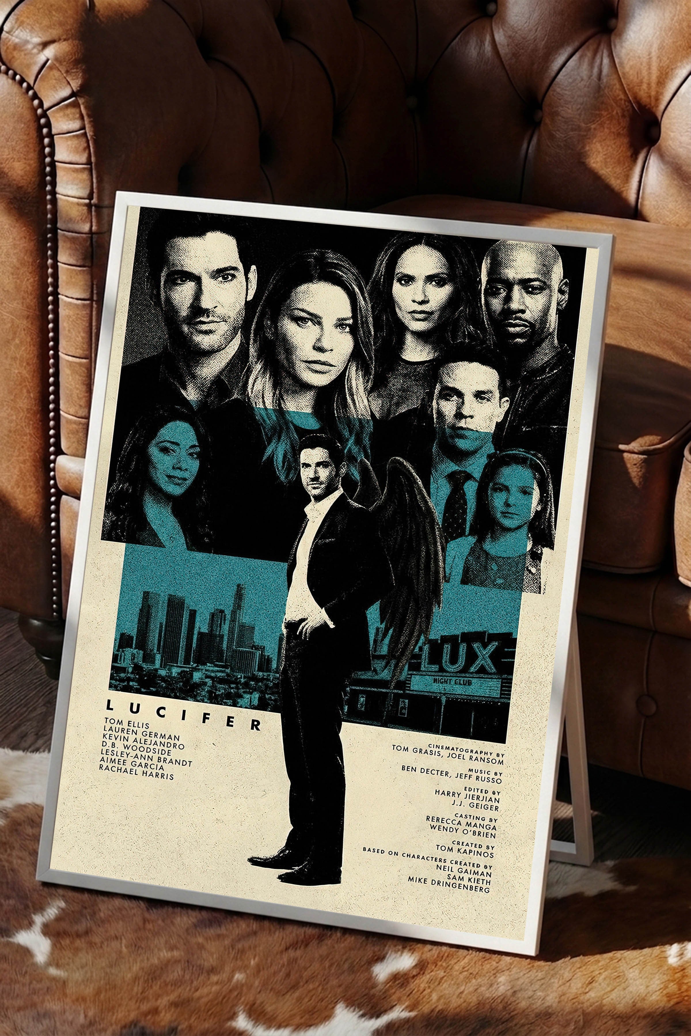 Lucifer Beyaz Çerçeveli Poster, Sinema ve Dizi Tablo, Film Dizi Afişleri NO:112801